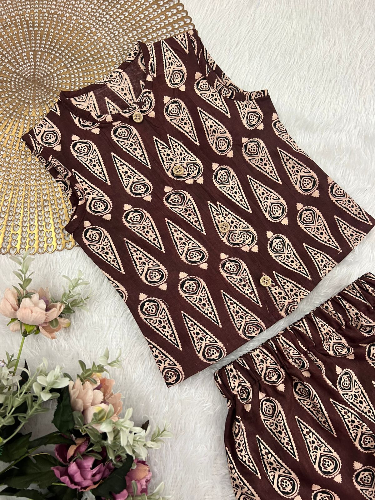 Ajrakh -C91 BROWN COORD SET