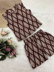 Ajrakh -C90 MAROON STRIPS COORD SET