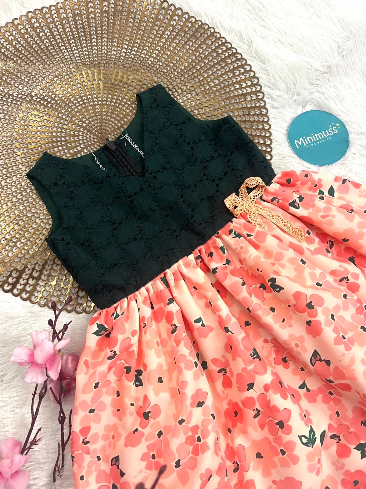 TINY TWIRL- F60 BOTTLE GREEN FLORAL DRESS