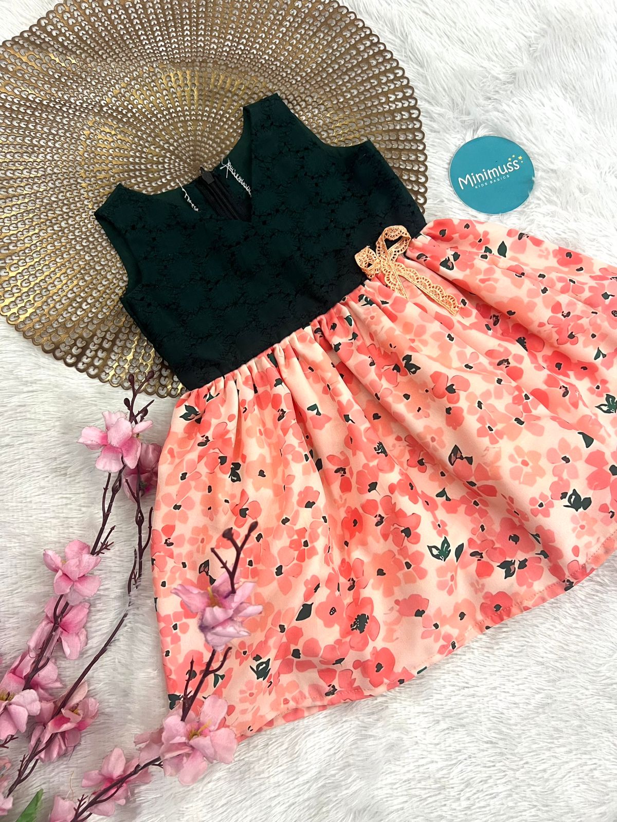 TINY TWIRL- F60 BOTTLE GREEN FLORAL DRESS