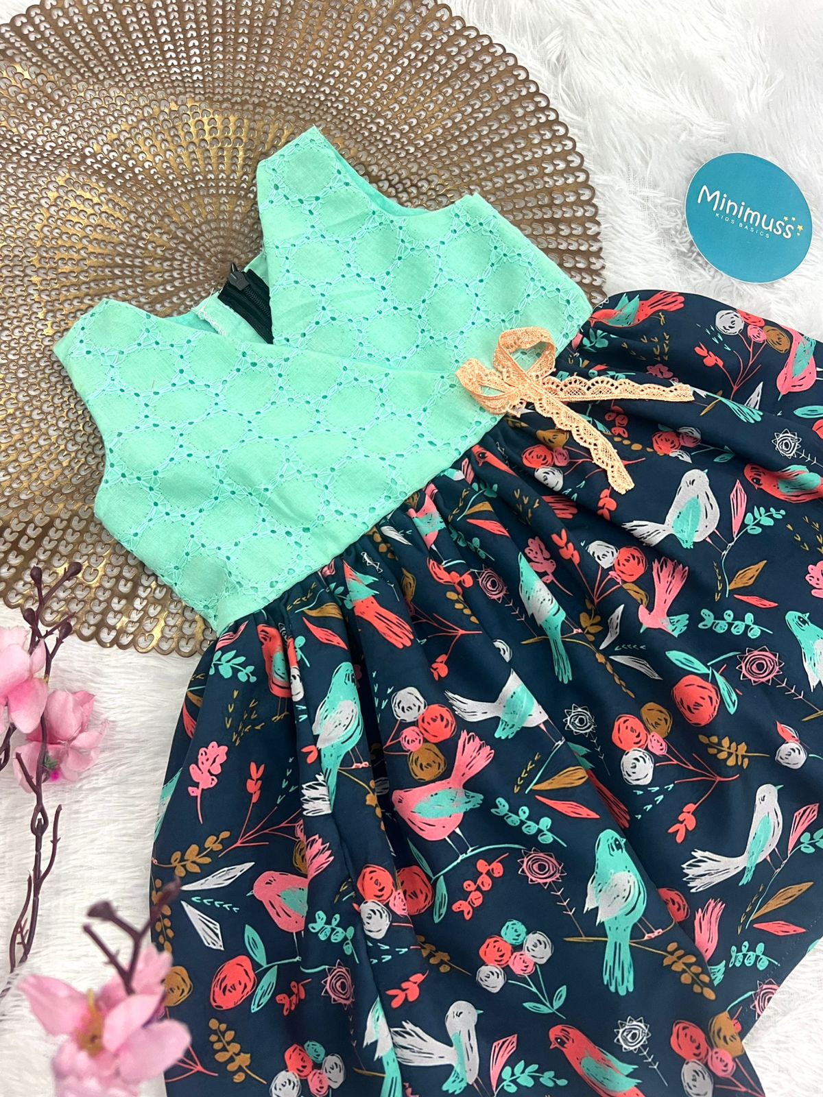 TINY TWIRL- F61 TEAL BLUE BIRD DRESS