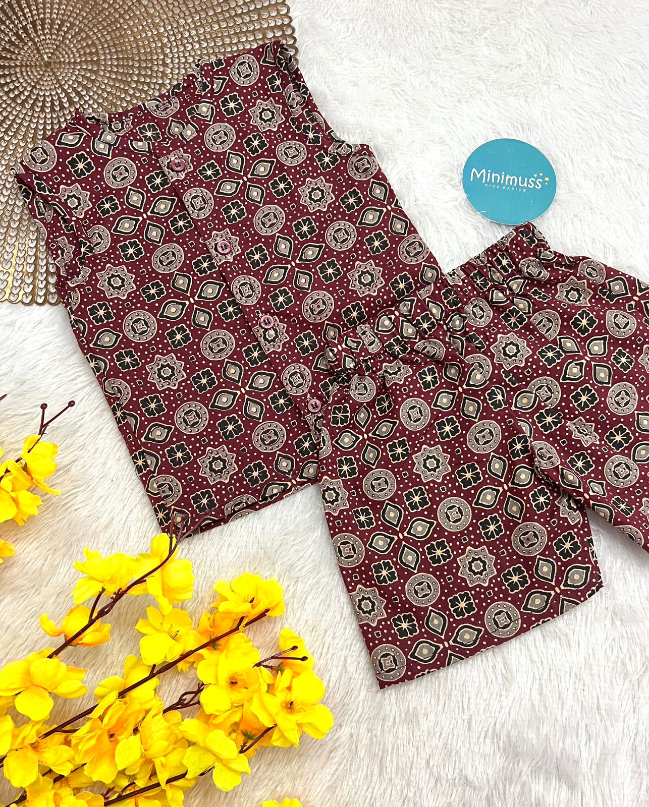 DAILY PLAY - C101 MAROON BLACK AJRAKH CO-ORD SET
