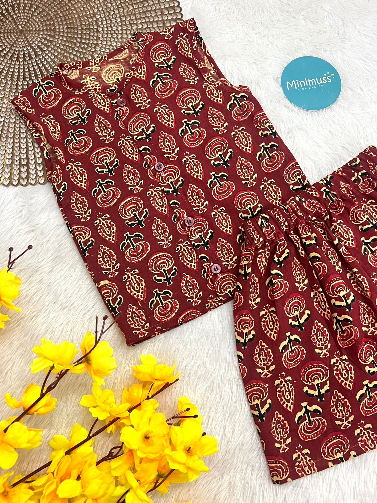 DAILY PLAY - C100 MAROON AJRAKH CO-ORD SET