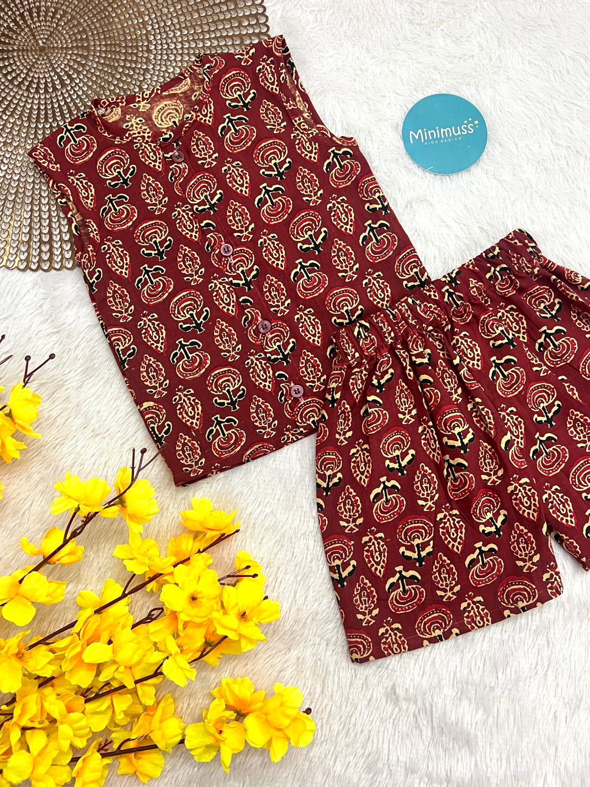 DAILY PLAY - C100 MAROON AJRAKH CO-ORD SET