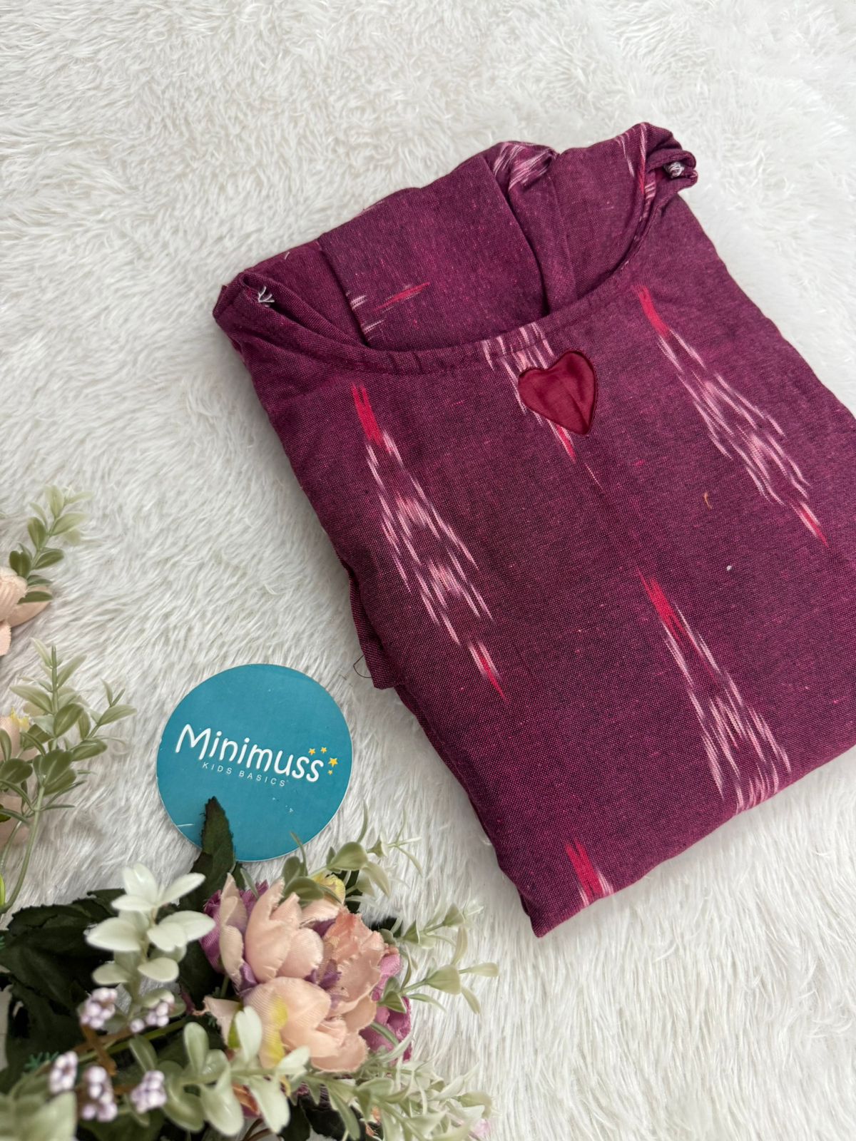 MOM'S MAGIC - MD005 MAROON IKKAT MATERNITY DRESS