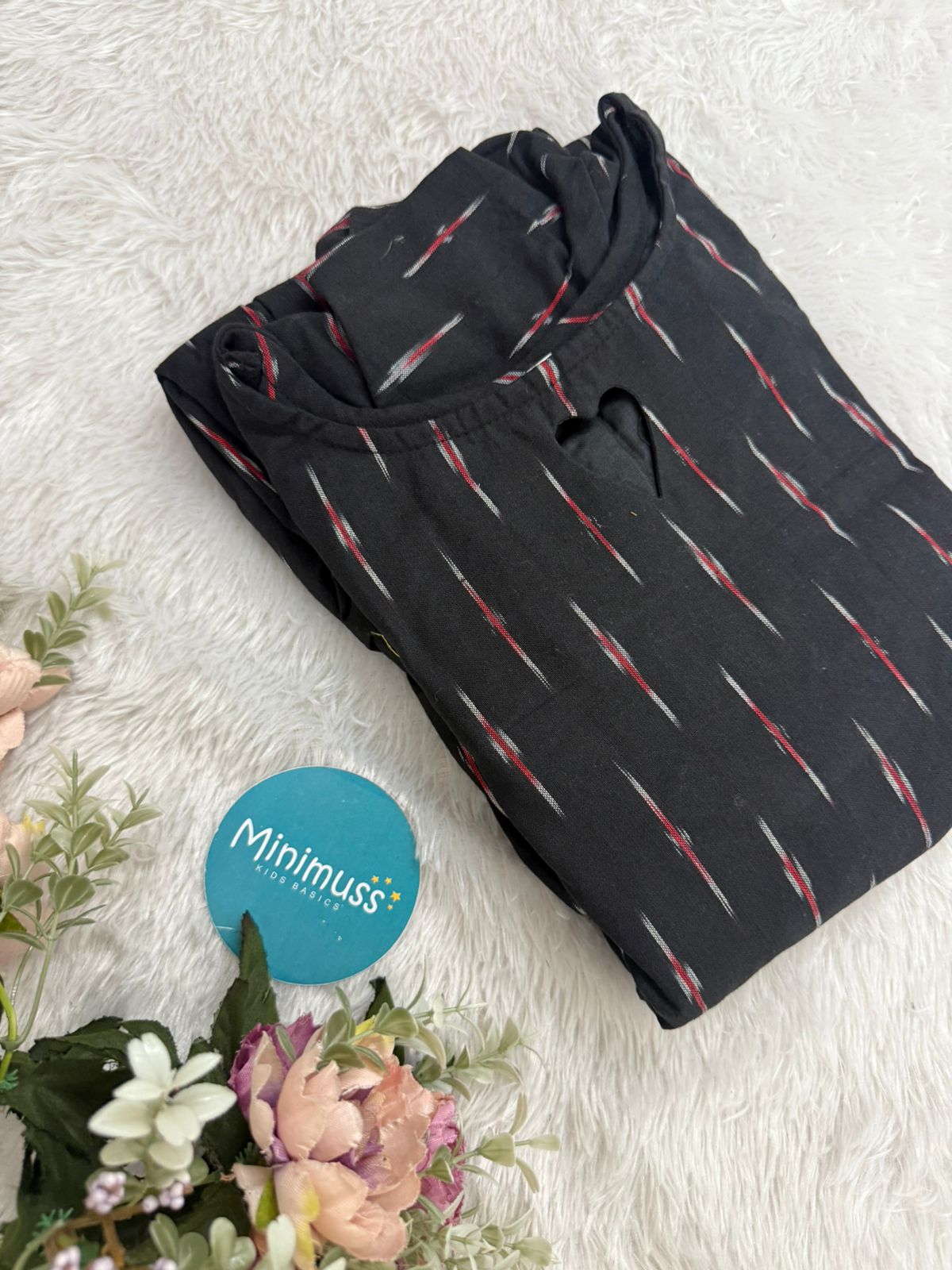 MOM'S MAGIC - MD003 BLACK IKKAT MATERNITY DRESS