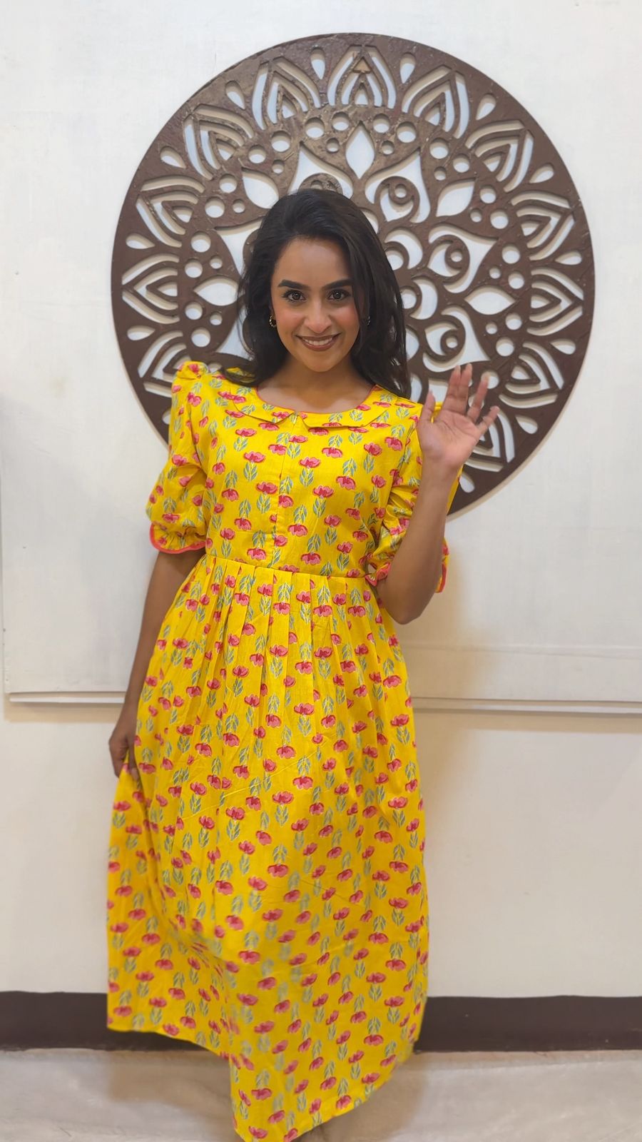 MOM'S MAGIC - MD007 YELLOW FLORAL MATERNITY DRESS