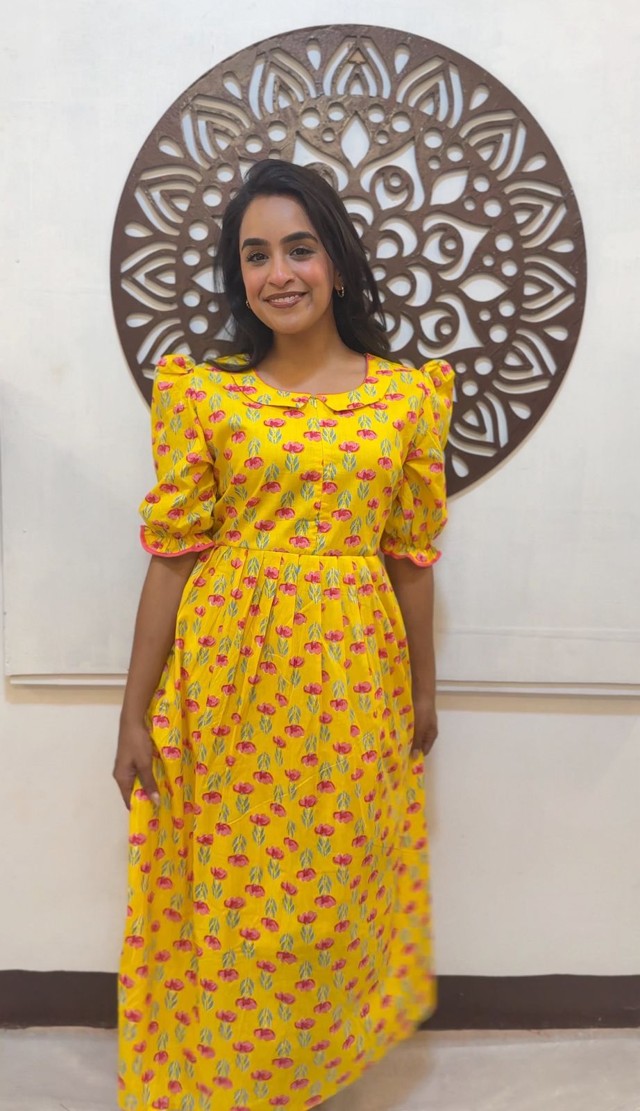 MOM'S MAGIC - MD007 YELLOW FLORAL MATERNITY DRESS