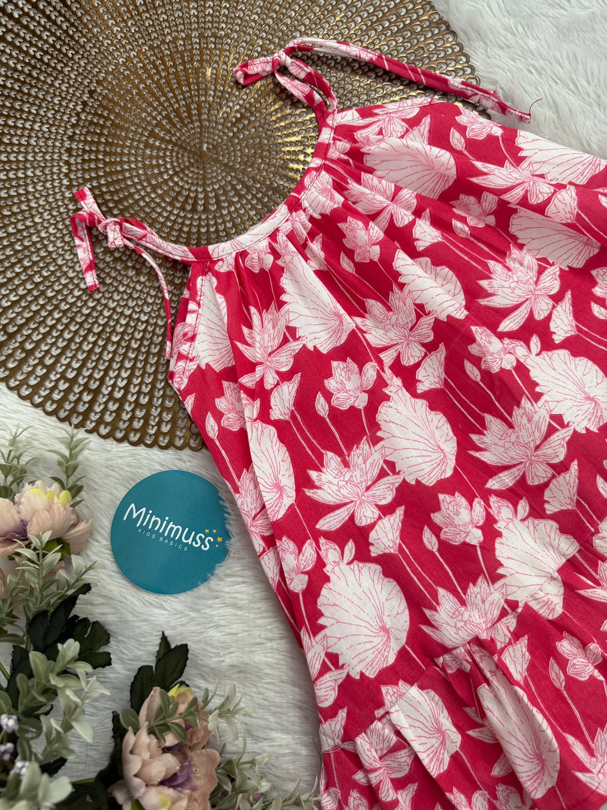 MINI GLOW-F21- PINK FLORAL KNOTTED FROCK