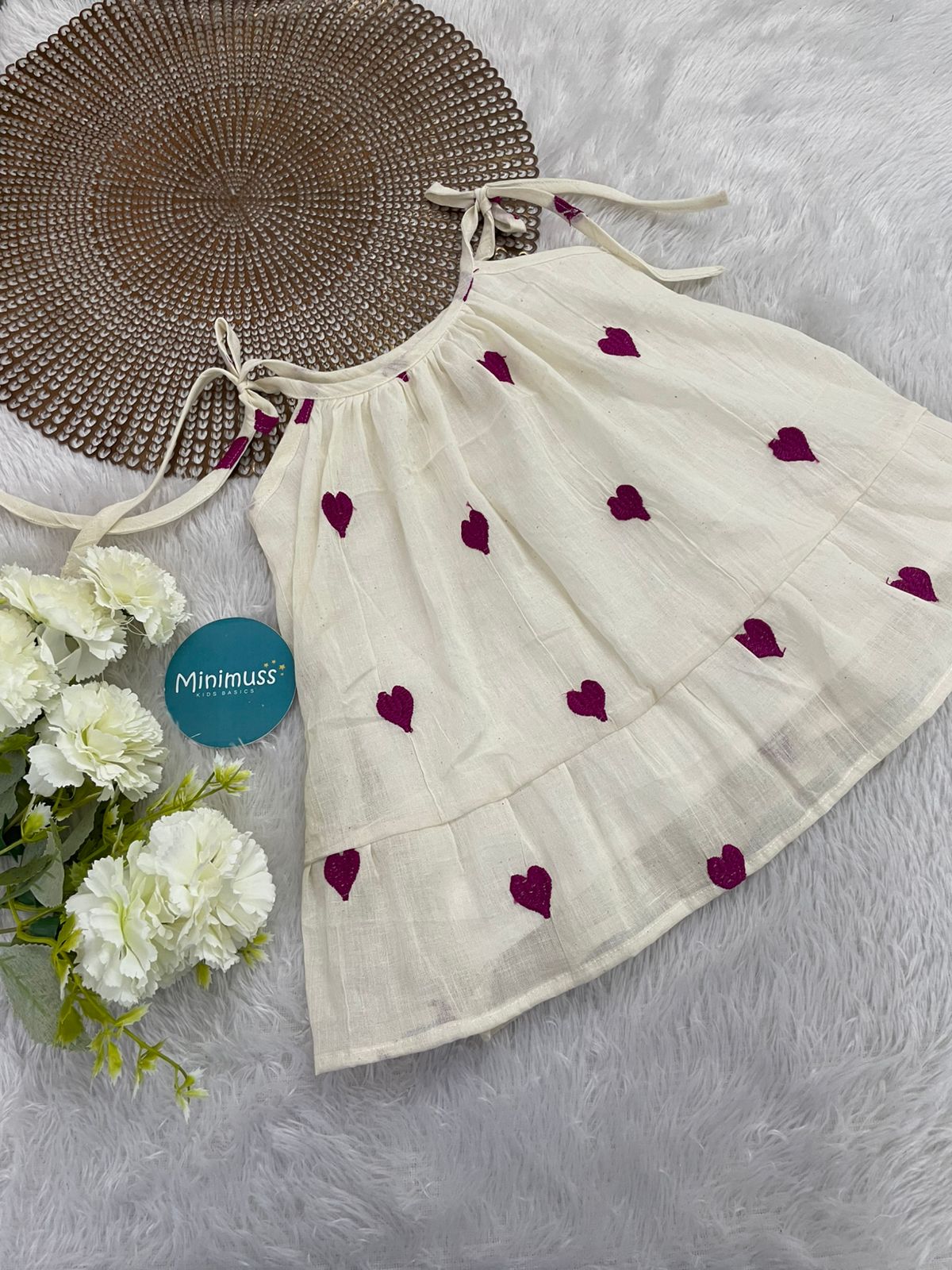 MINI GLOW-F25-MAGENTA HEARTS KNOTTED FROCK