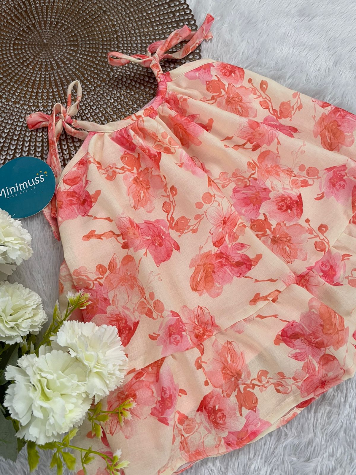 MINI GLOW-F27-PEACH PINK KNOTTED FROCK