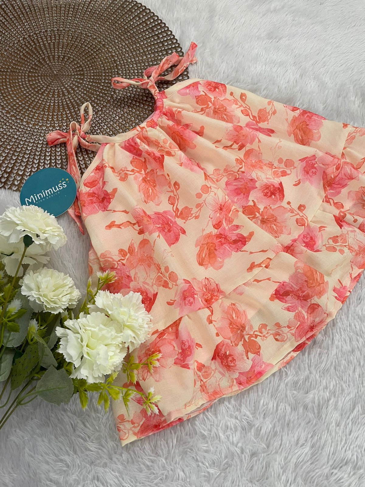 MINI GLOW-F27-PEACH PINK KNOTTED FROCK