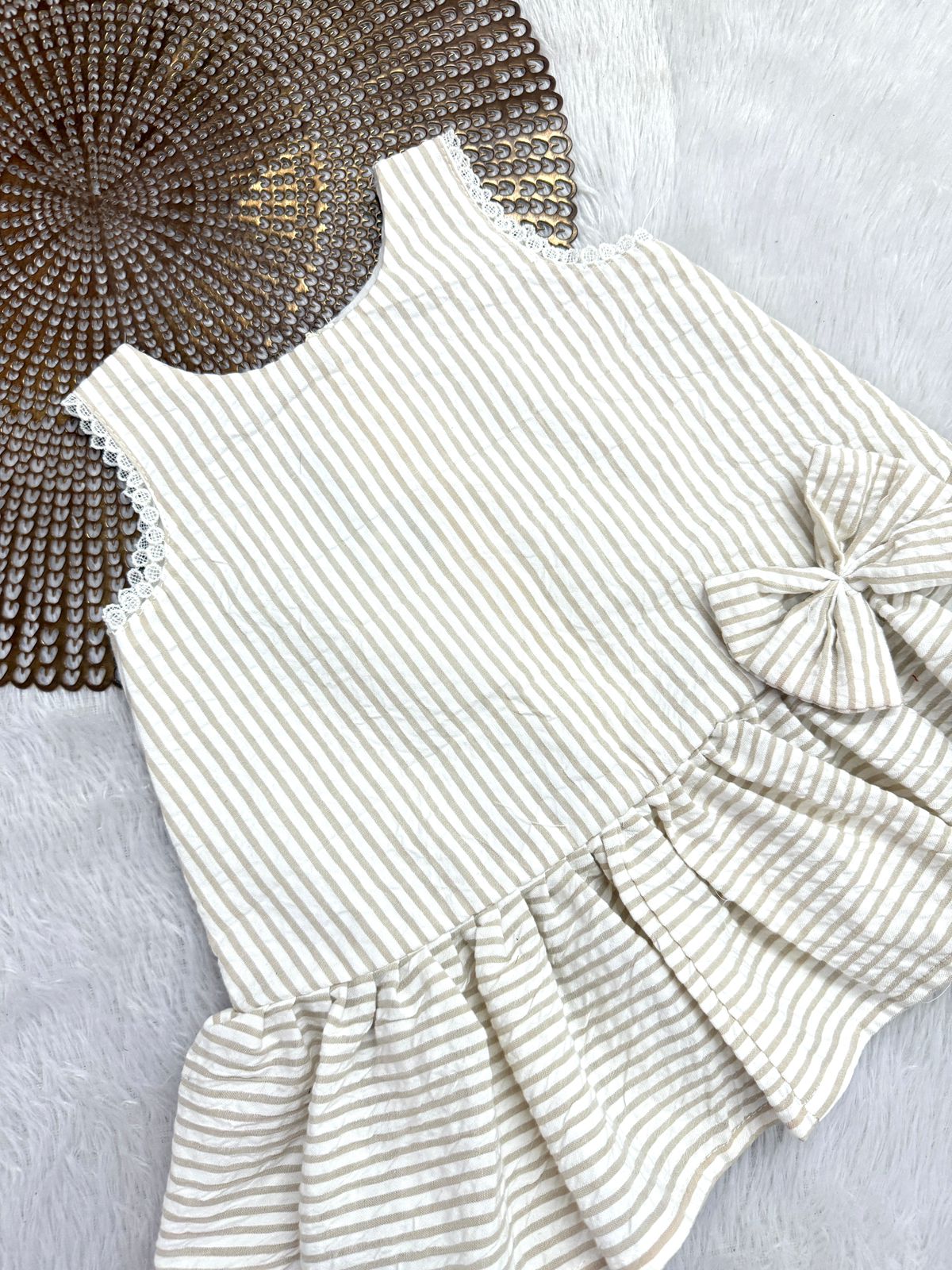 BABY DOLL -F10-  OATMEAL FROCK