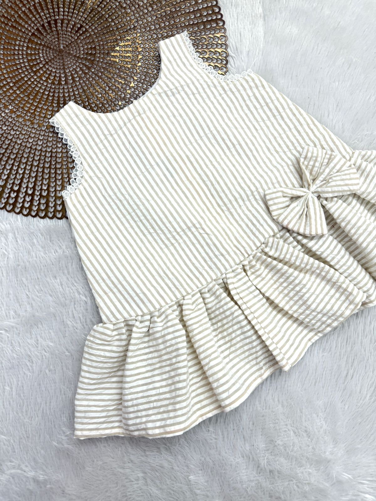 BABY DOLL -F10-  OATMEAL FROCK