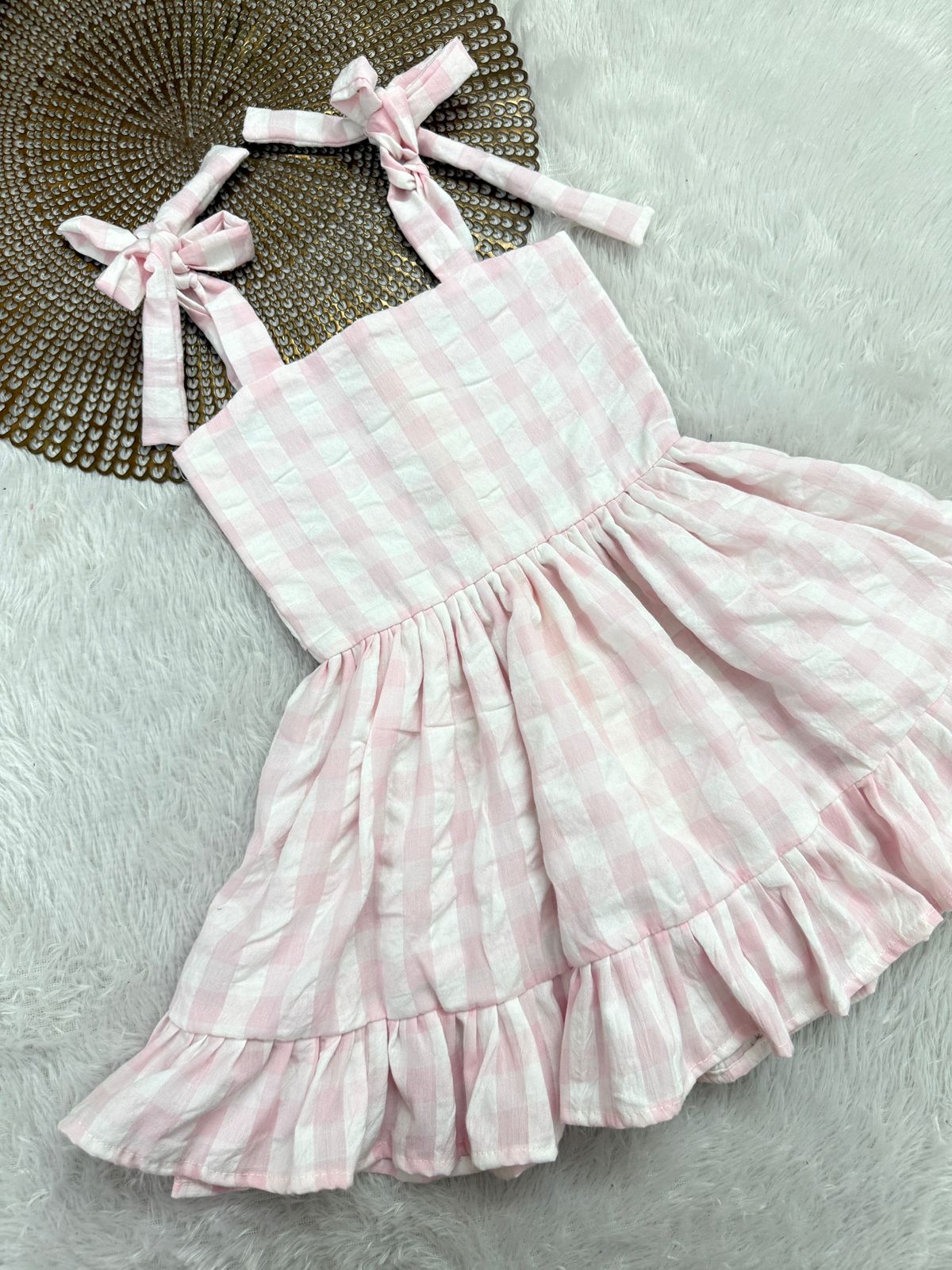 BABY DOLL -F13-  PINK CHECKS FROCK