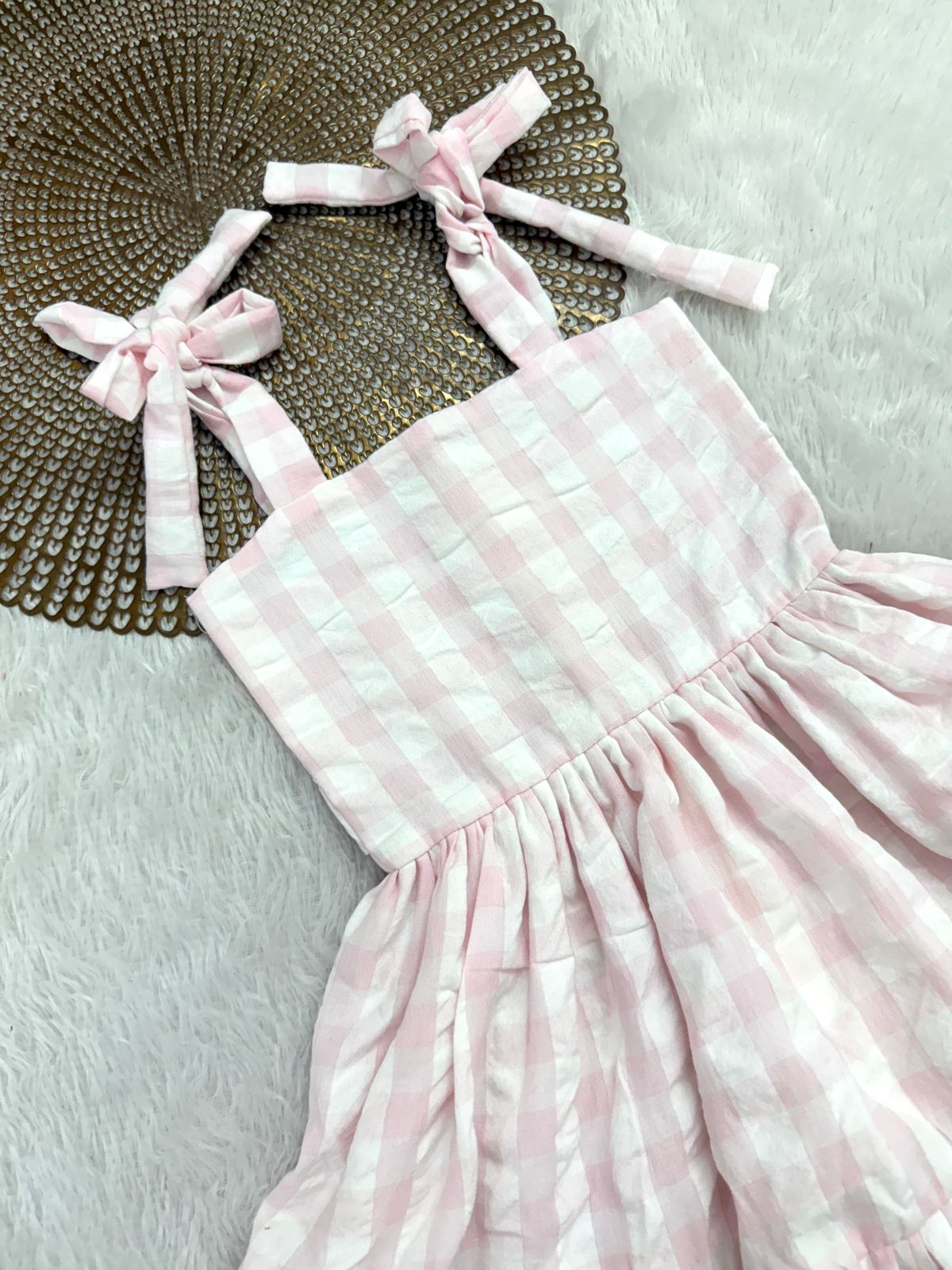 BABY DOLL -F13-  PINK CHECKS FROCK