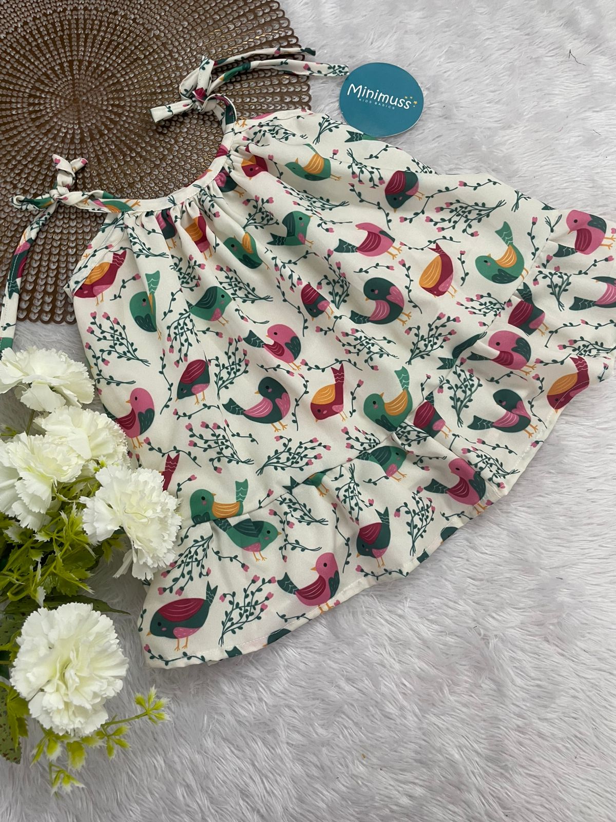 MINI GLOW- BIRDS KNOTTED FROCK