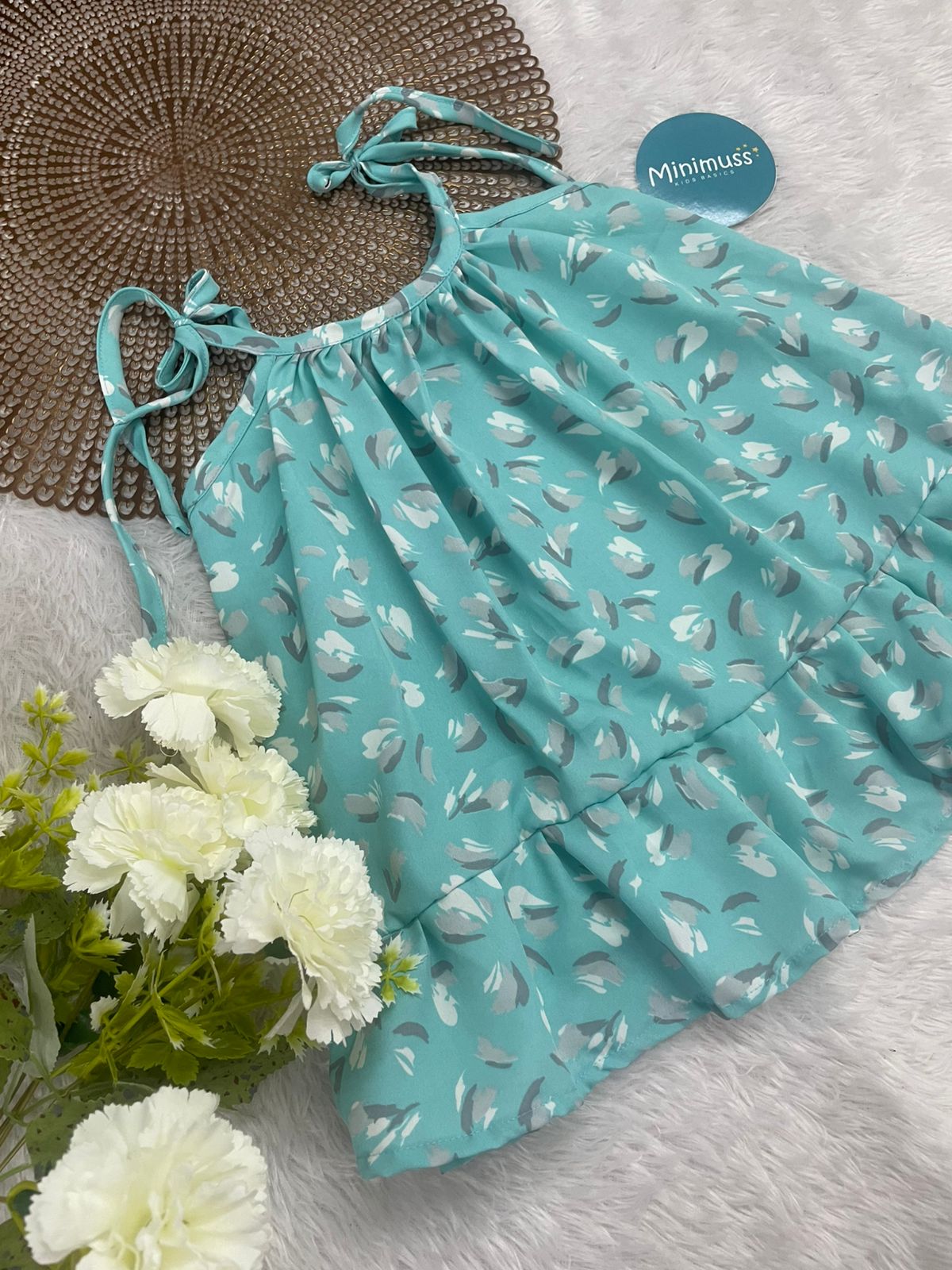 MINI GLOW- BLUE  KNOTTED FROCK