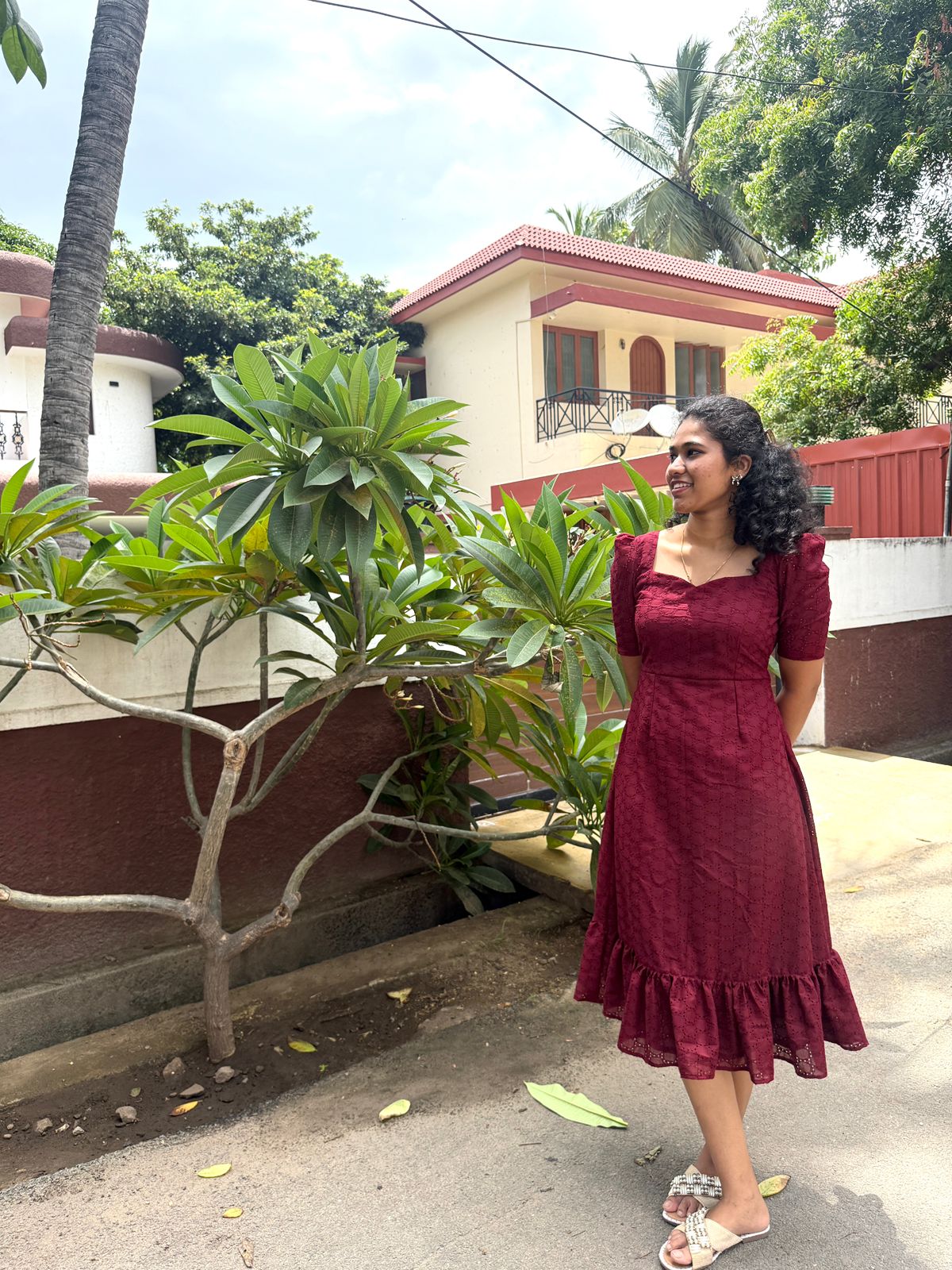 MOM'S MAGIC - MD009 hakoba maroon dress