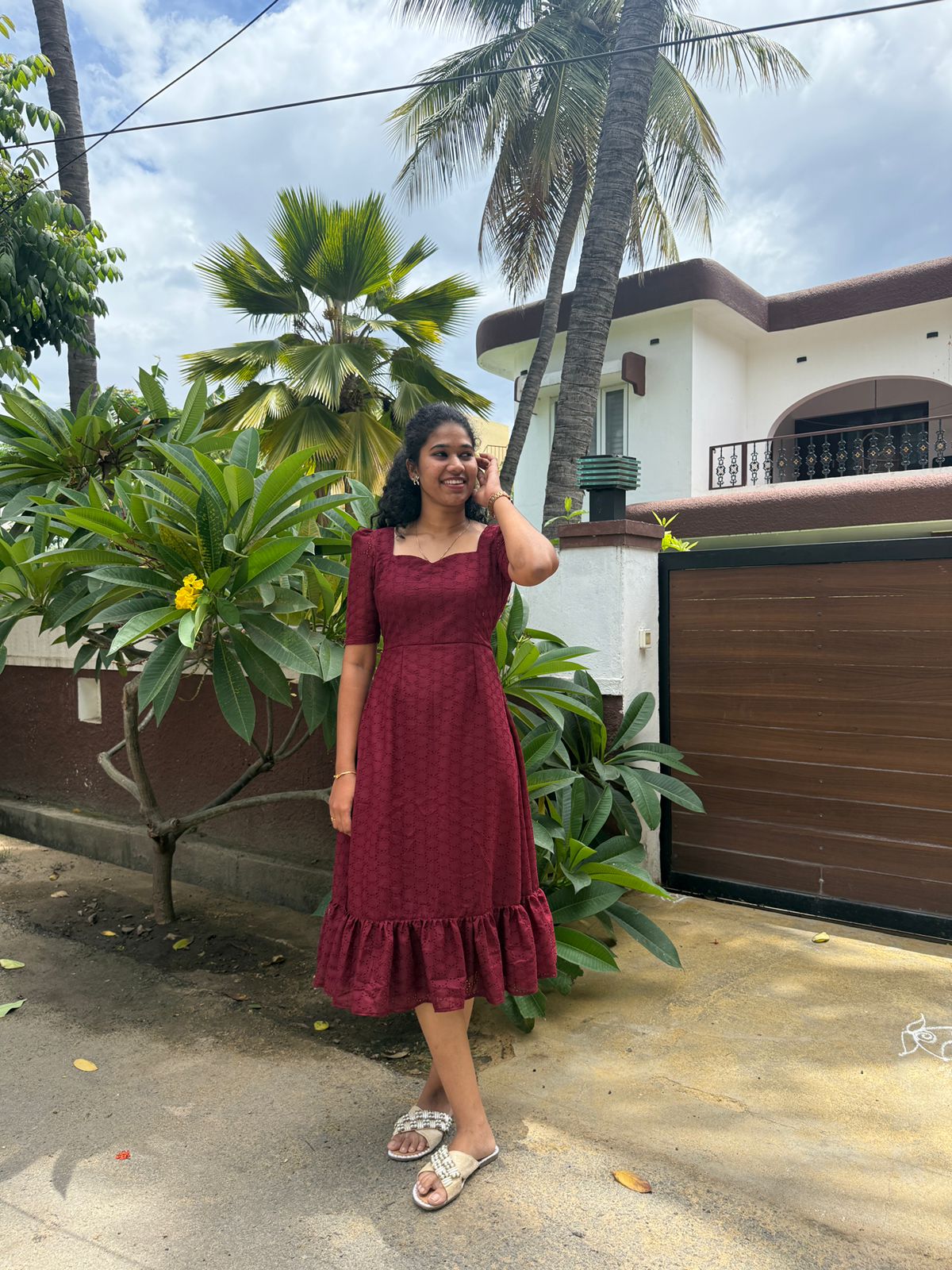 MOM'S MAGIC - MD009 hakoba maroon dress