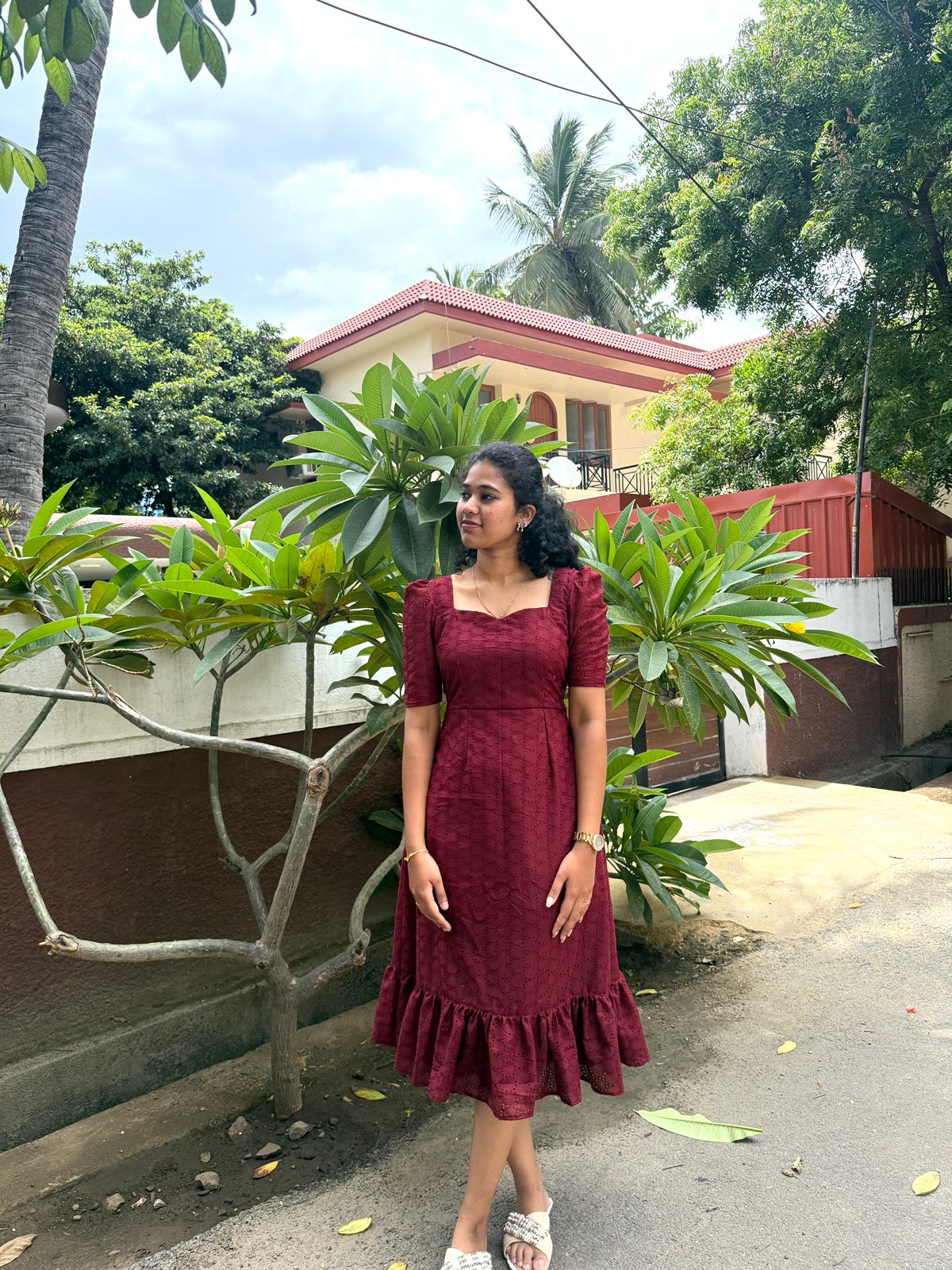 MOM'S MAGIC - MD009 hakoba maroon dress