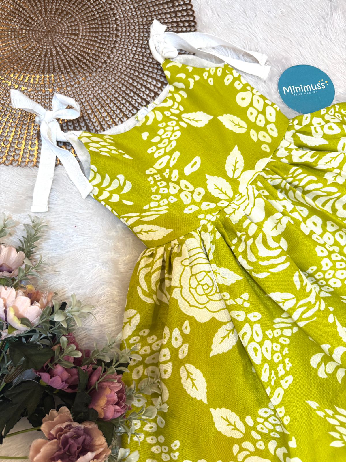 SUNBLUSH-F03-GREEN KNOTTED FROCK