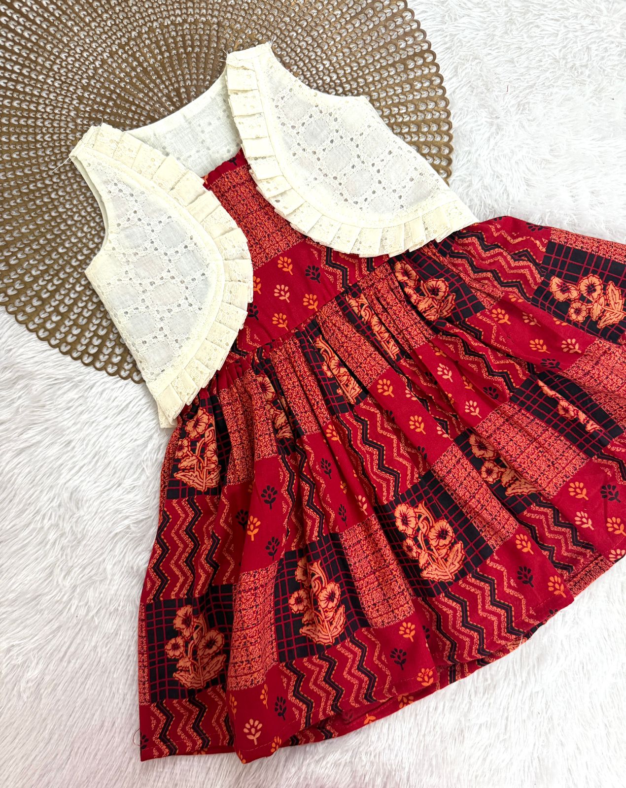 TINY TUSKER-F05- 2 IN 1 RED FROCK