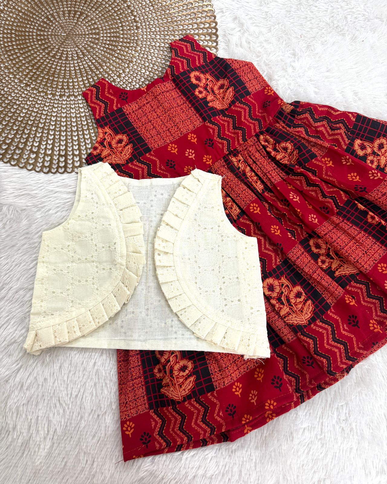 TINY TUSKER-F05- 2 IN 1 RED FROCK