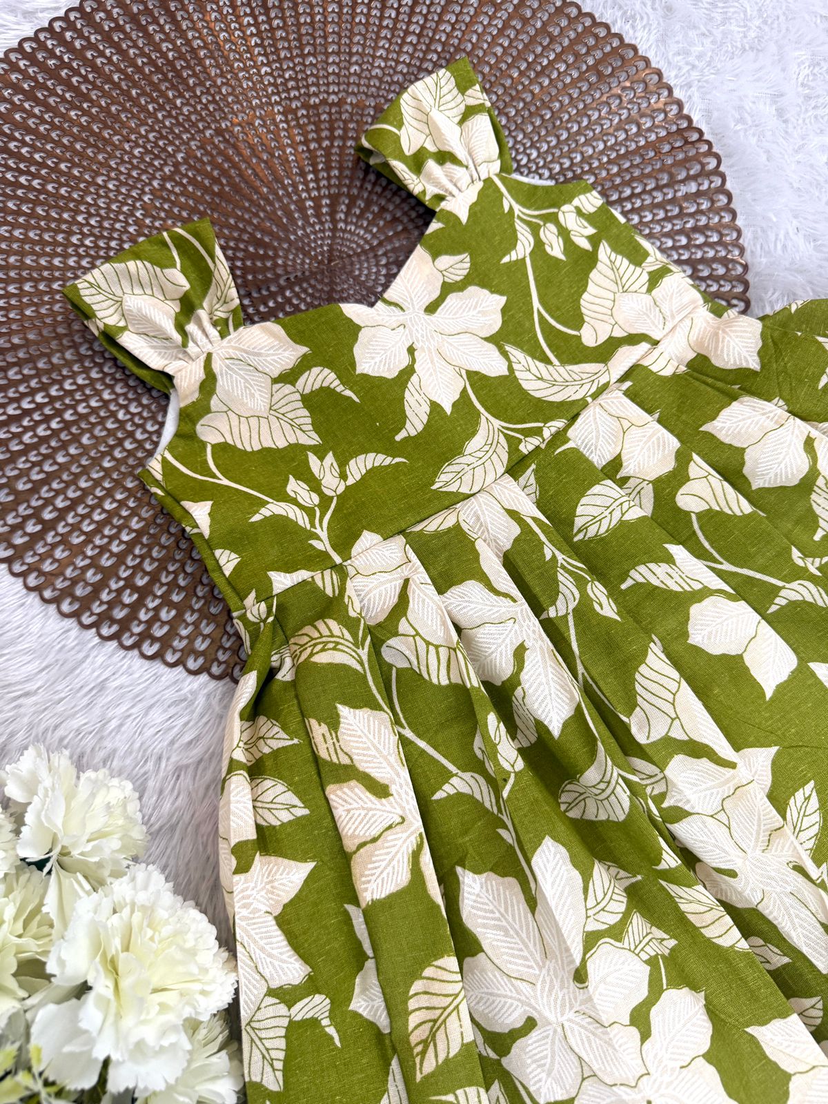 SUNBLUSH-F06-GREEN FLORAL FROCK