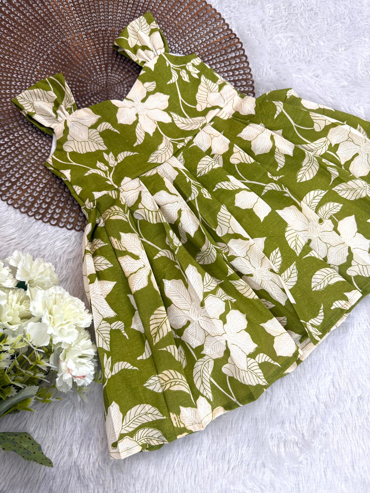 SUNBLUSH-F06-GREEN FLORAL FROCK