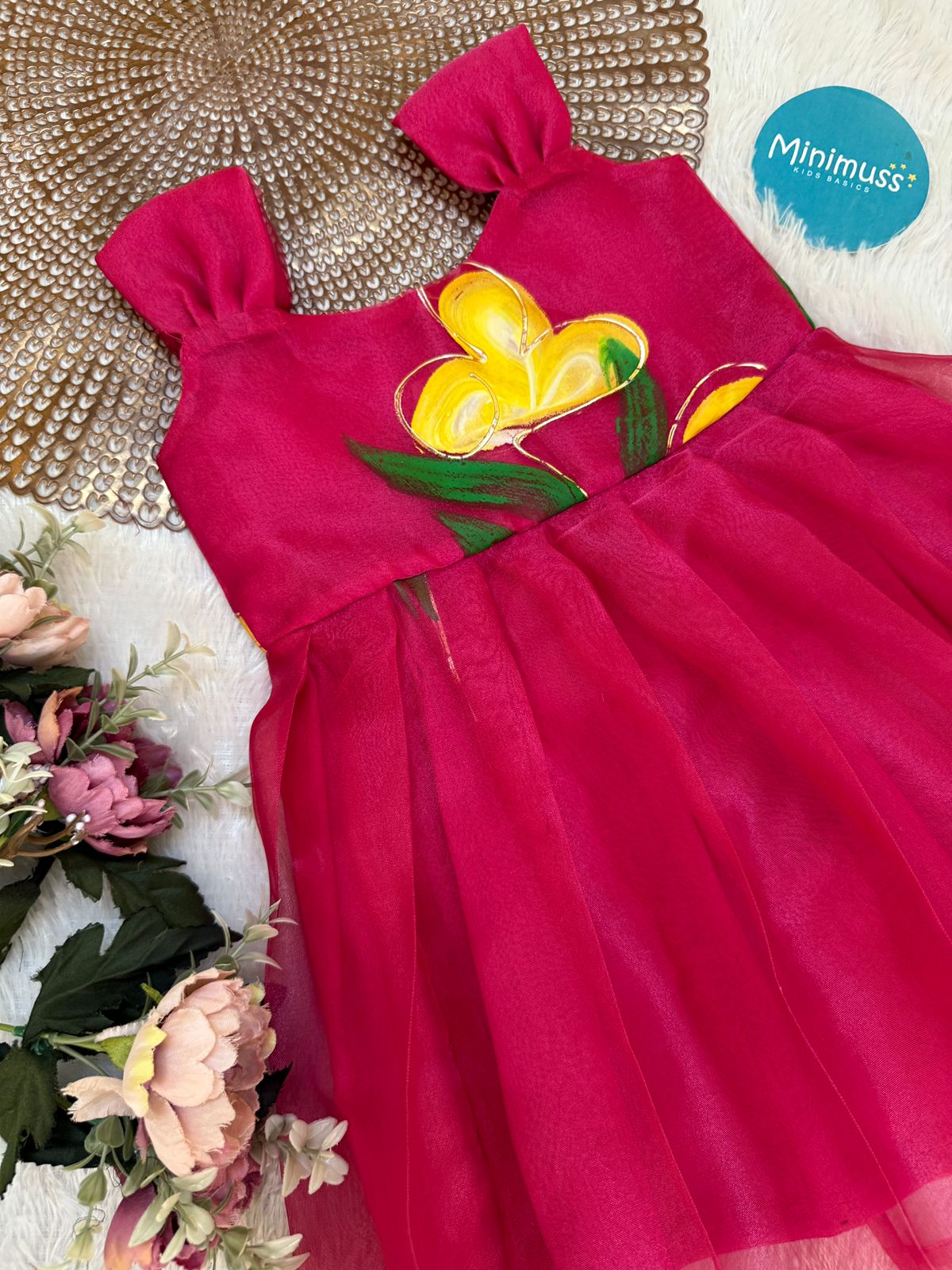 BUBBLY BLOSSOM -F29  PINK ORGANZA FROCK