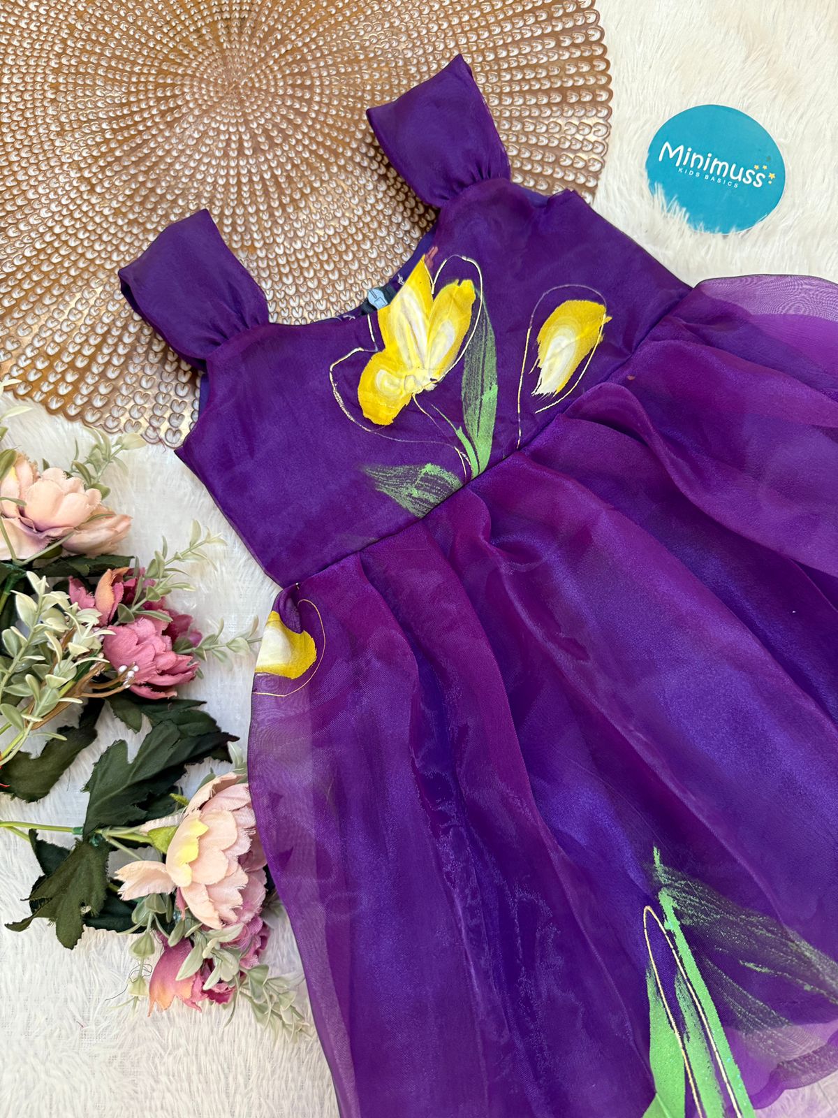 BUBBLY BLOSSOM -F22  VIOLET ORGANZA FROCK