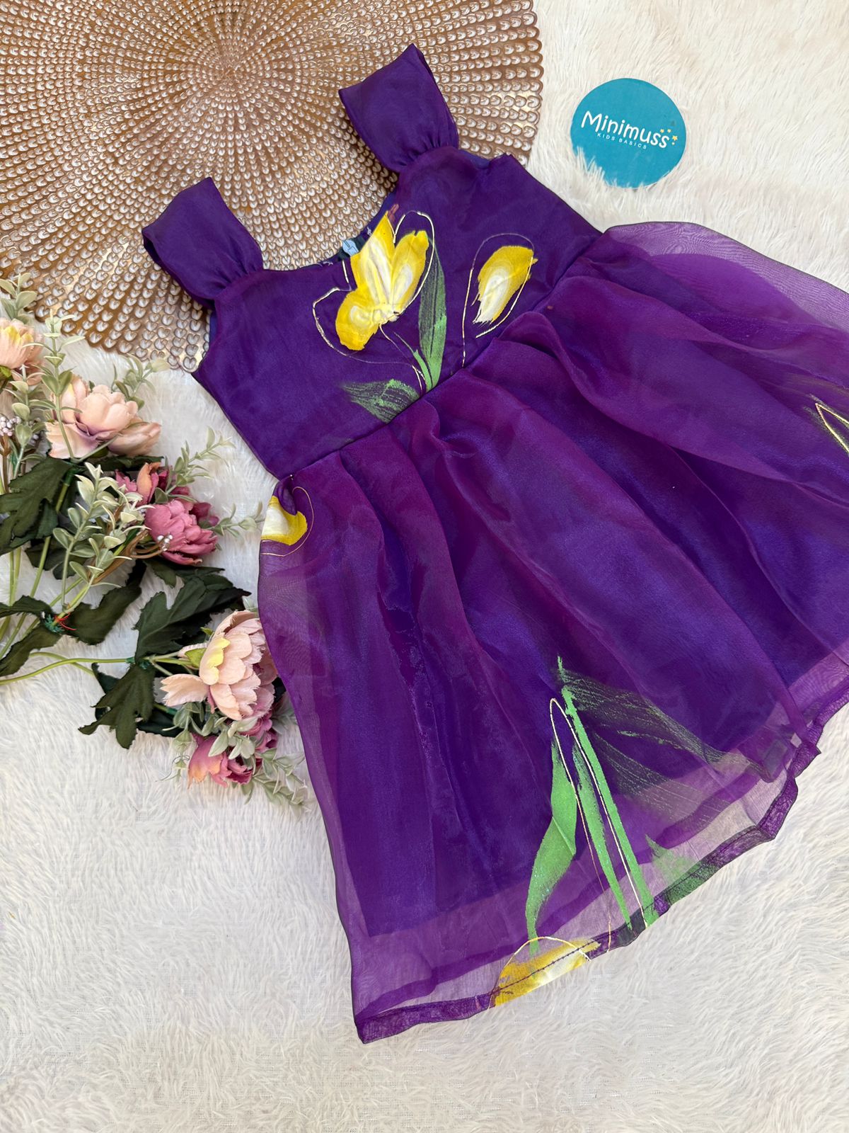 BUBBLY BLOSSOM -F22  VIOLET ORGANZA FROCK