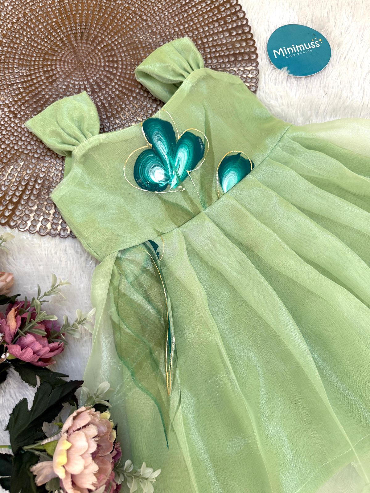 BUBBLY BLOSSOM -F27 MINT GREEN ORGANZA FROCK