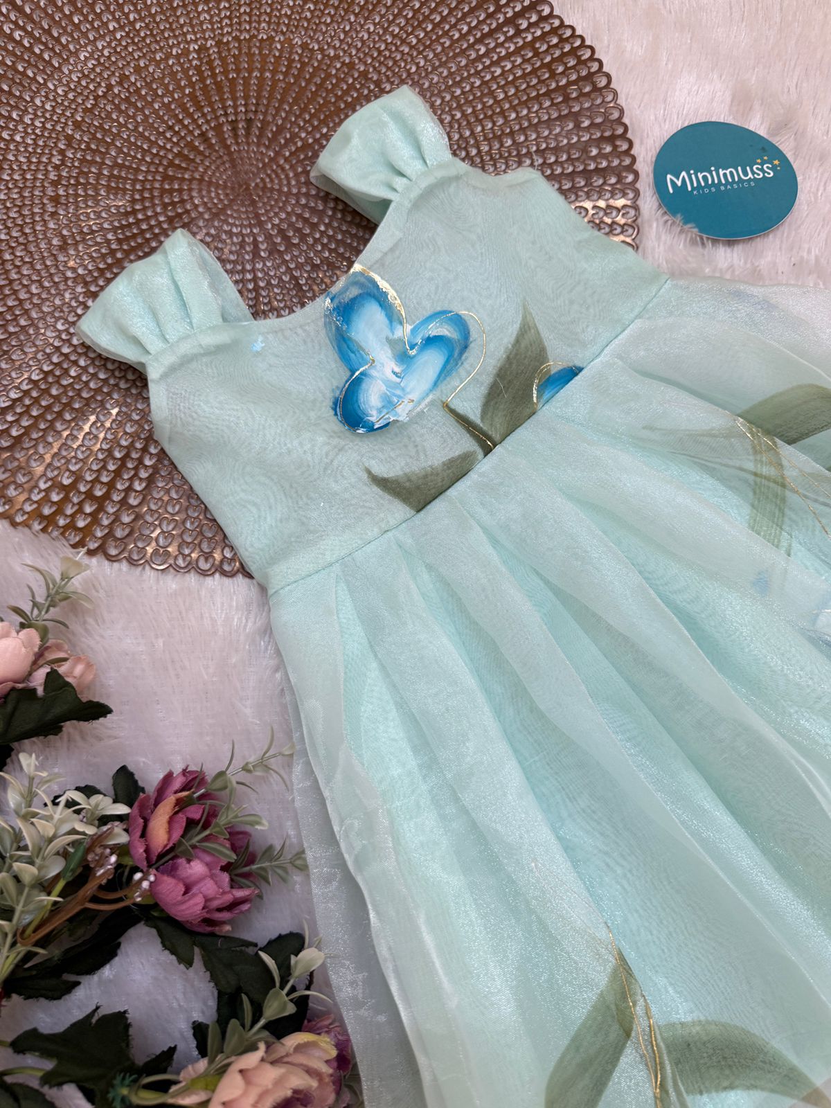 BUBBLY BLOSSOM -F18 ICE BLUE ORGANZA FROCK