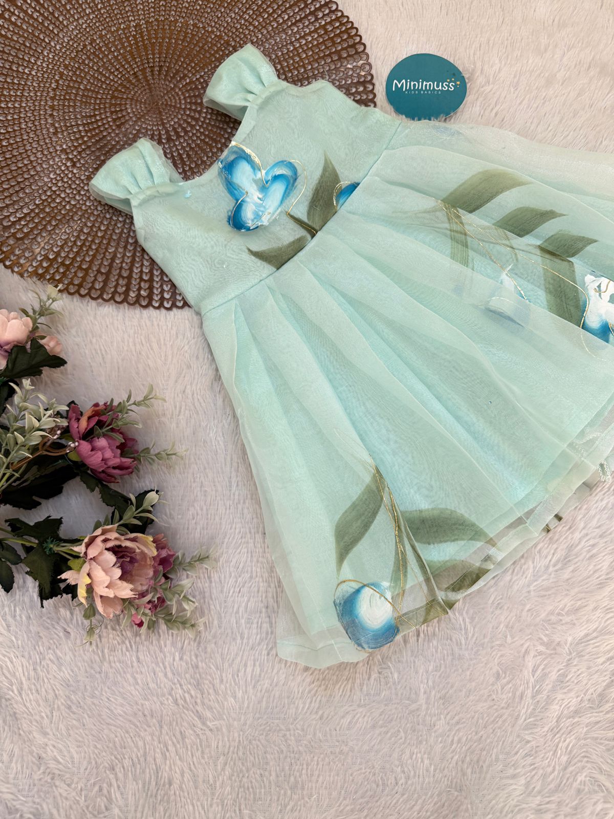 BUBBLY BLOSSOM -F18 ICE BLUE ORGANZA FROCK