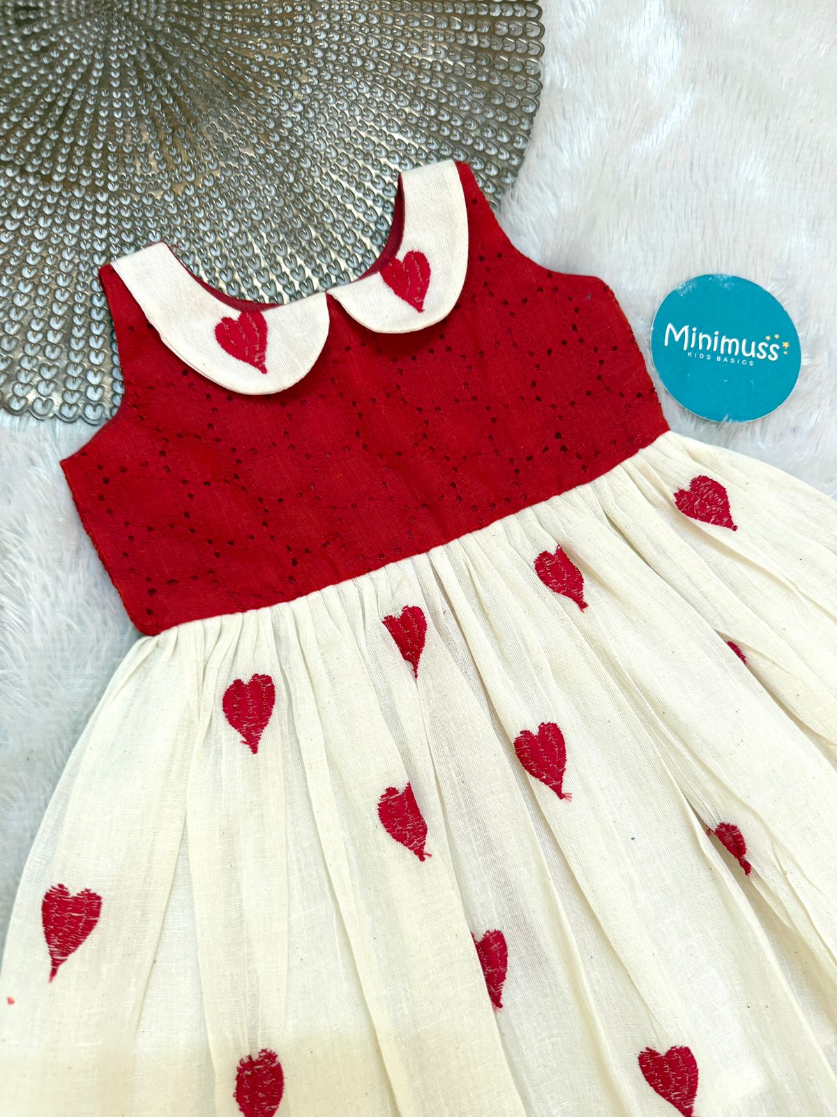 BISMI- RED PETERPAN COLLAR LOVE DRESS