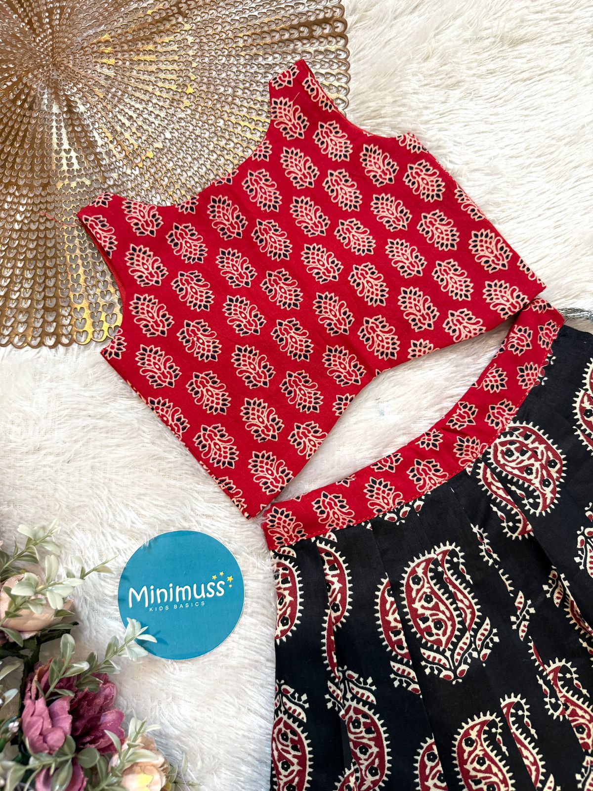 TINY DESI-DC001 AKRAKH RED BLACK SKIRT SET