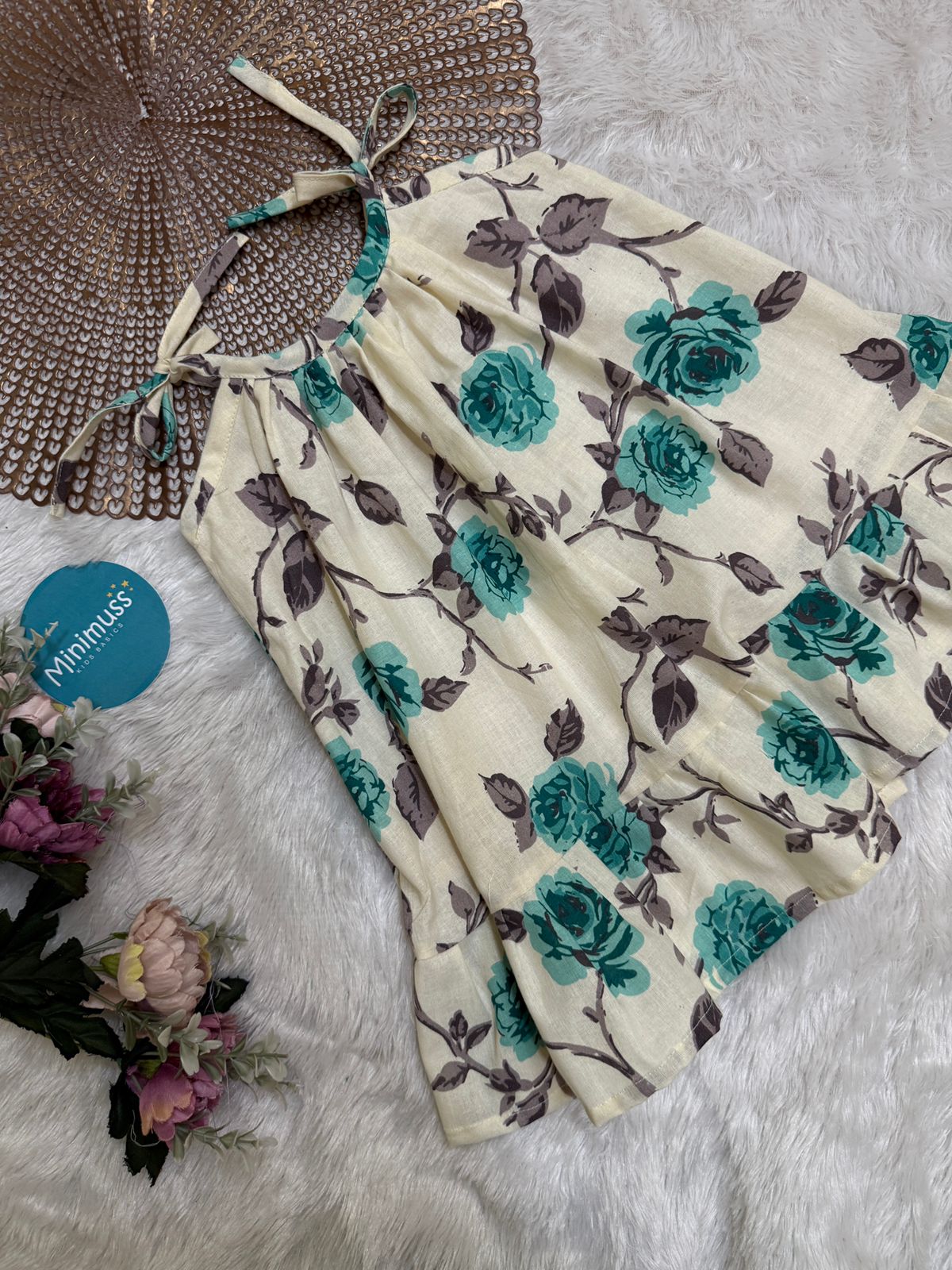 MINI GLOW- DC019 TEAL BLUE KNOTTED FROCK