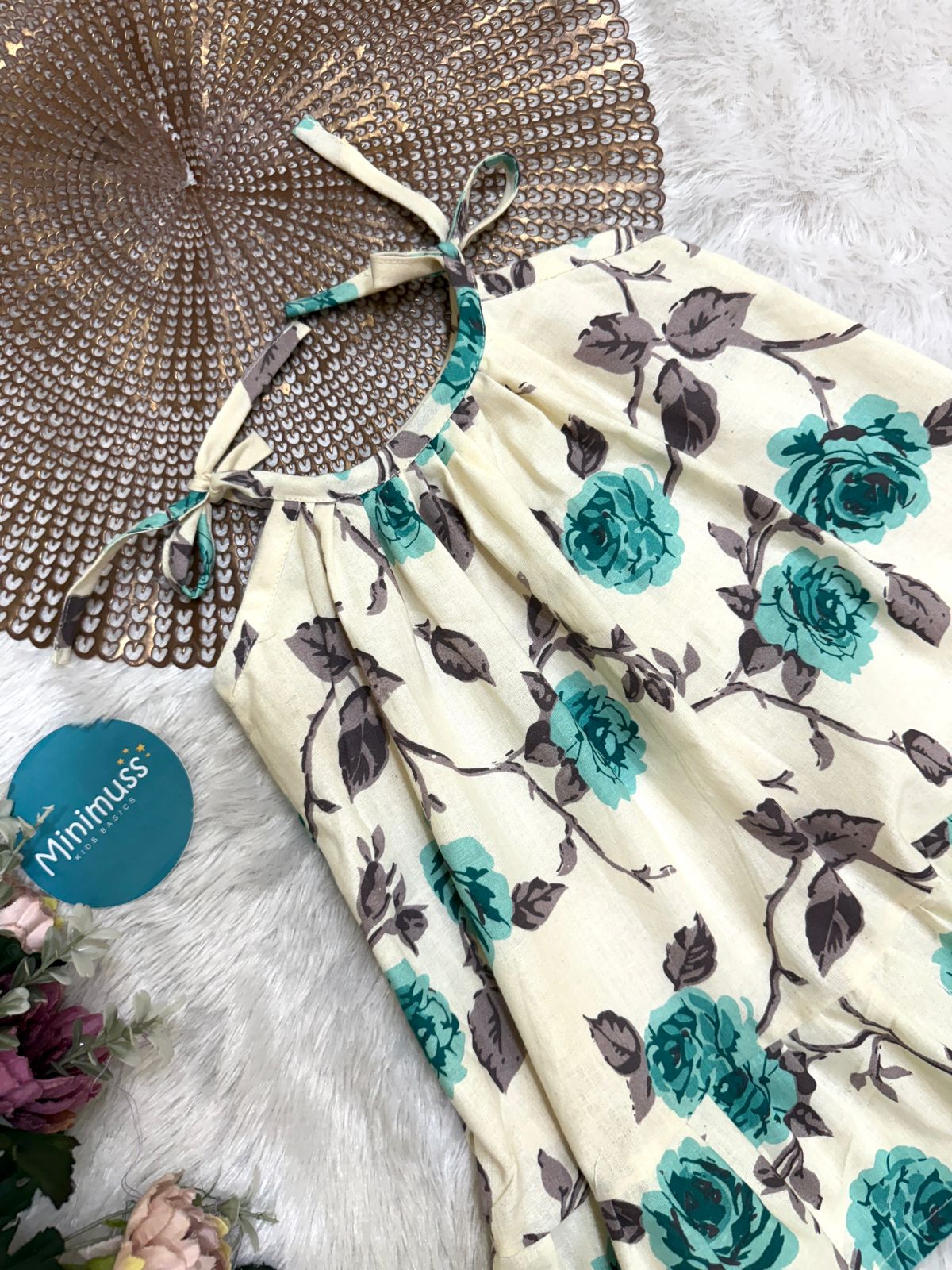 MINI GLOW- DC019 TEAL BLUE KNOTTED FROCK