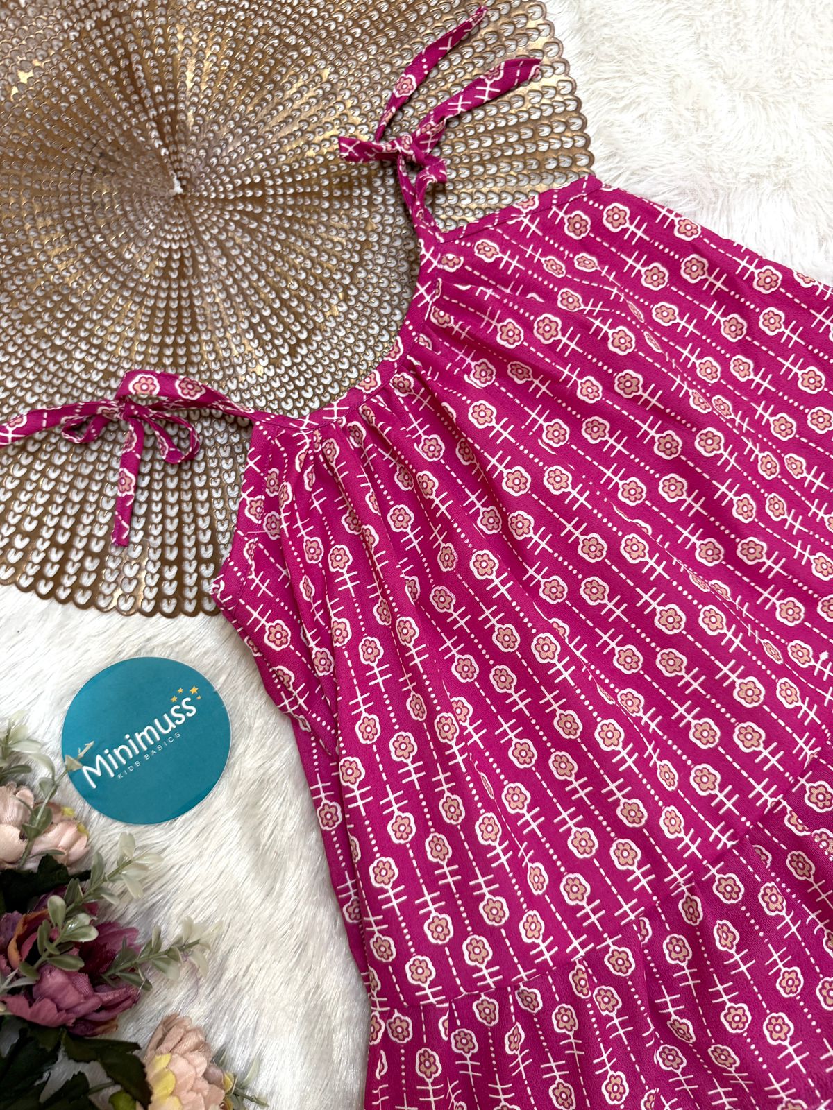 MINI GLOW- DC014 PINK FLORAL  KNOTTED FROCK