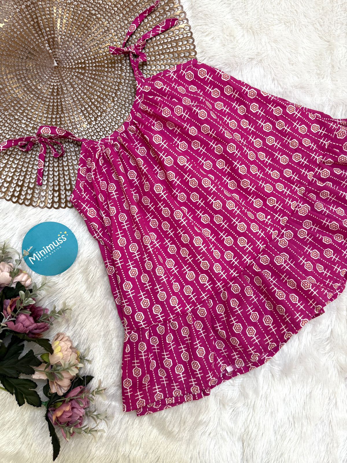 MINI GLOW- DC014 PINK FLORAL  KNOTTED FROCK