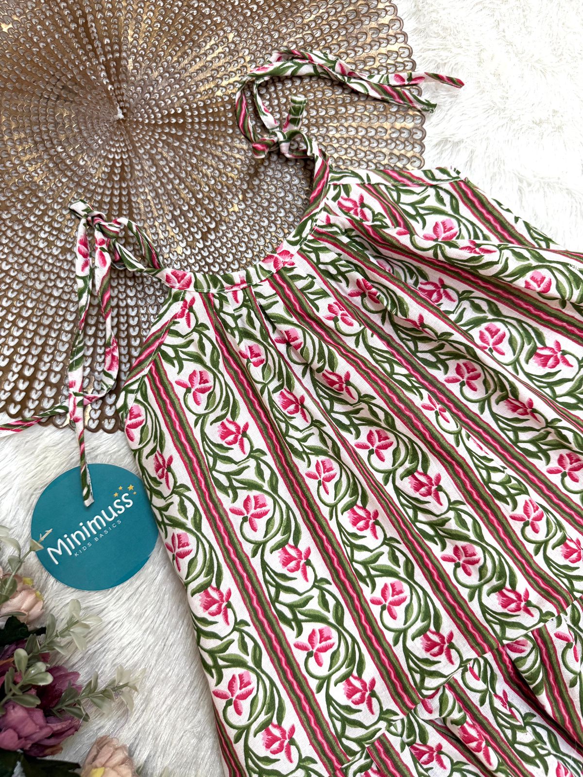 MINI GLOW- DC012 PINK STRIPED KNOTTED FROCK