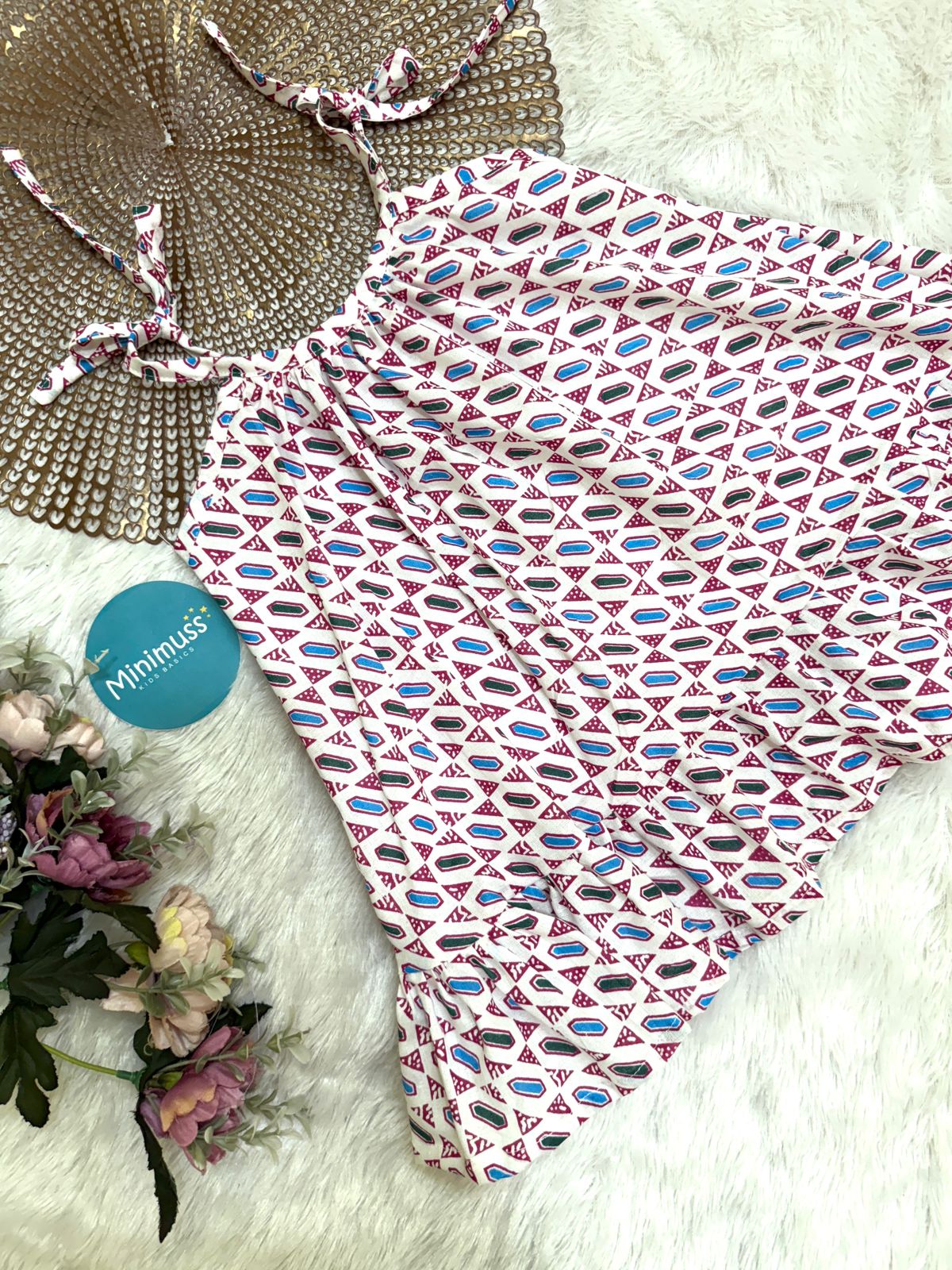 MINI GLOW- DC017 WHITE PINK KNOTTED FROCK