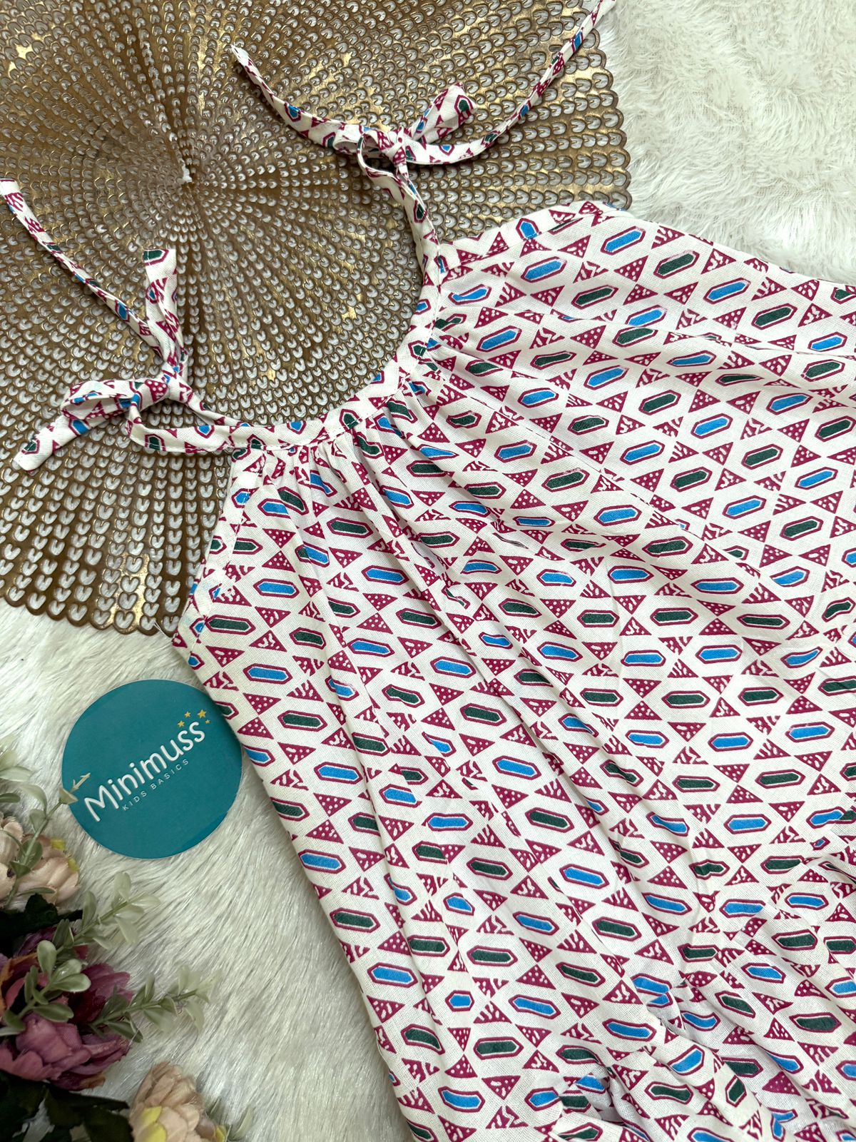 MINI GLOW- DC017 WHITE PINK KNOTTED FROCK