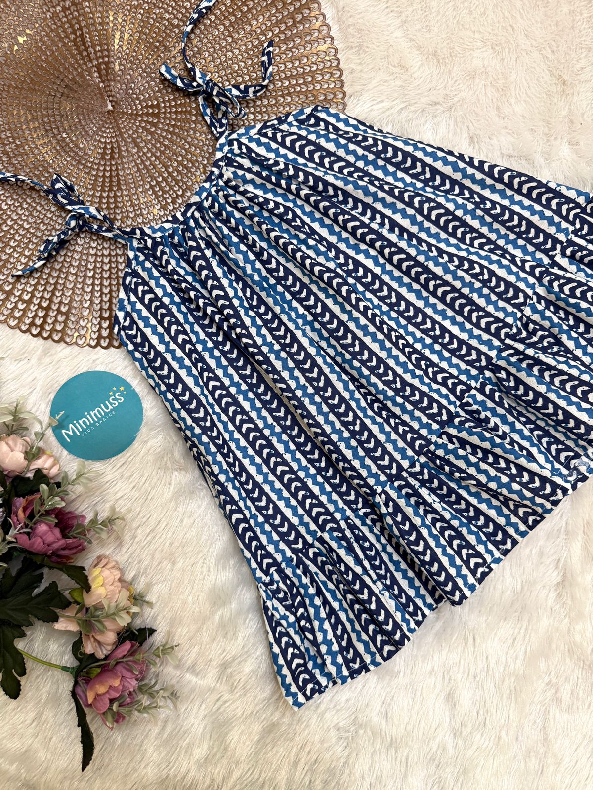 MINI GLOW- DC016 INDIGO KNOTTED FROCK