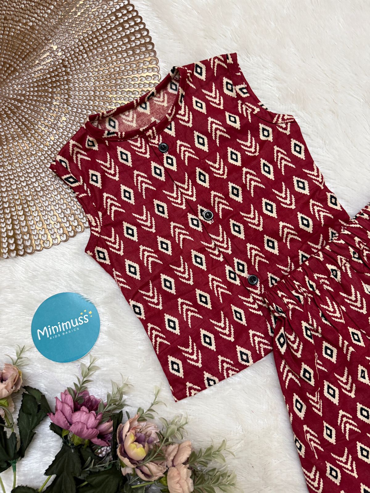 DAILY PLAY- DC022 MAROON WHITE COORD SET