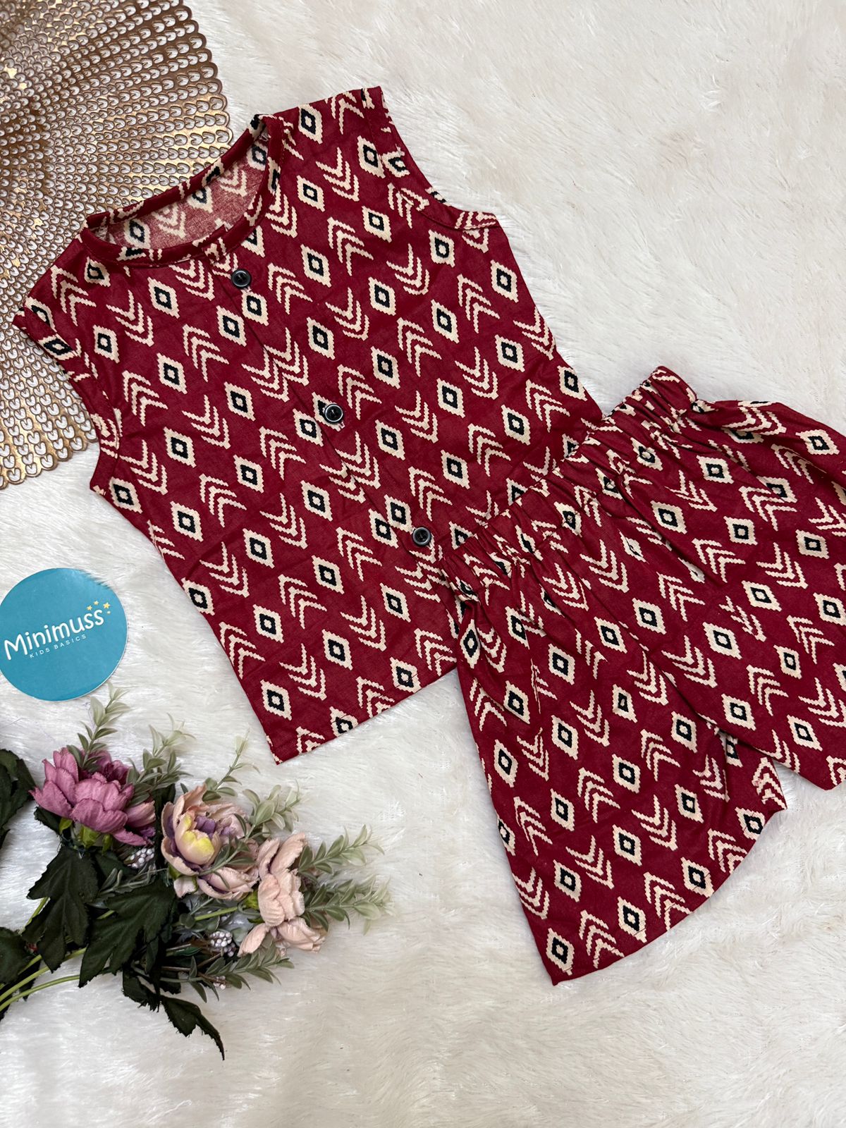 DAILY PLAY- DC022 MAROON WHITE COORD SET