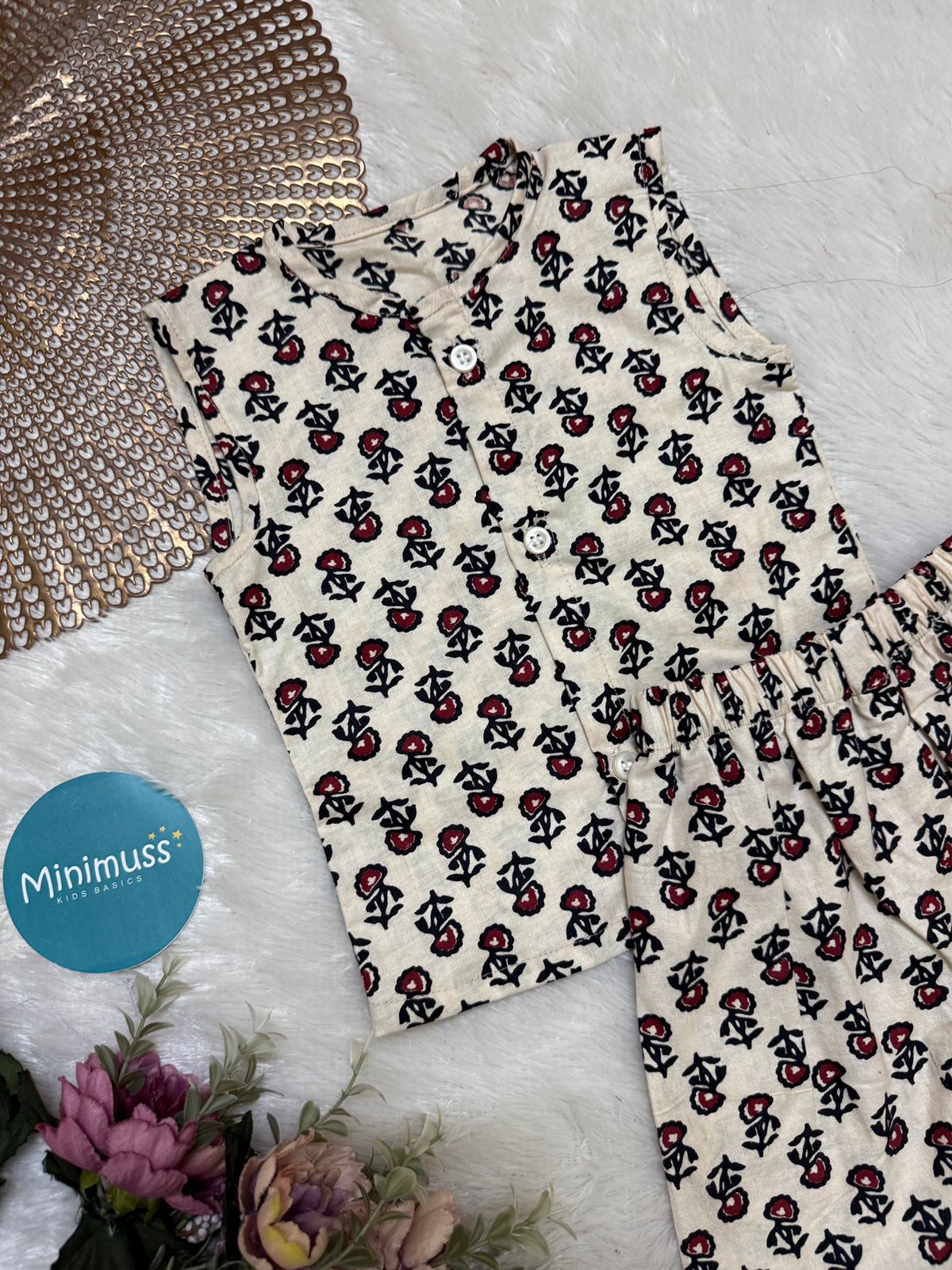 DAILY PLAY- DC025 WHITE RED  FLOWER COORD SET