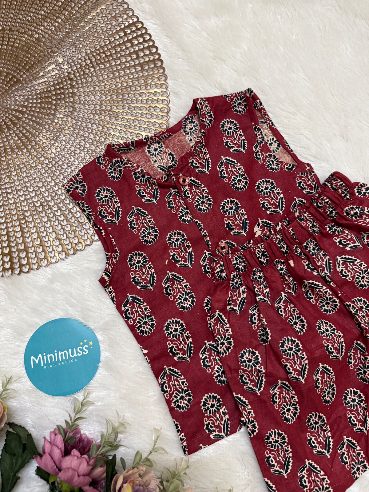 DAILY PLAY- DC026 MAROON FLOWER  COORD SET